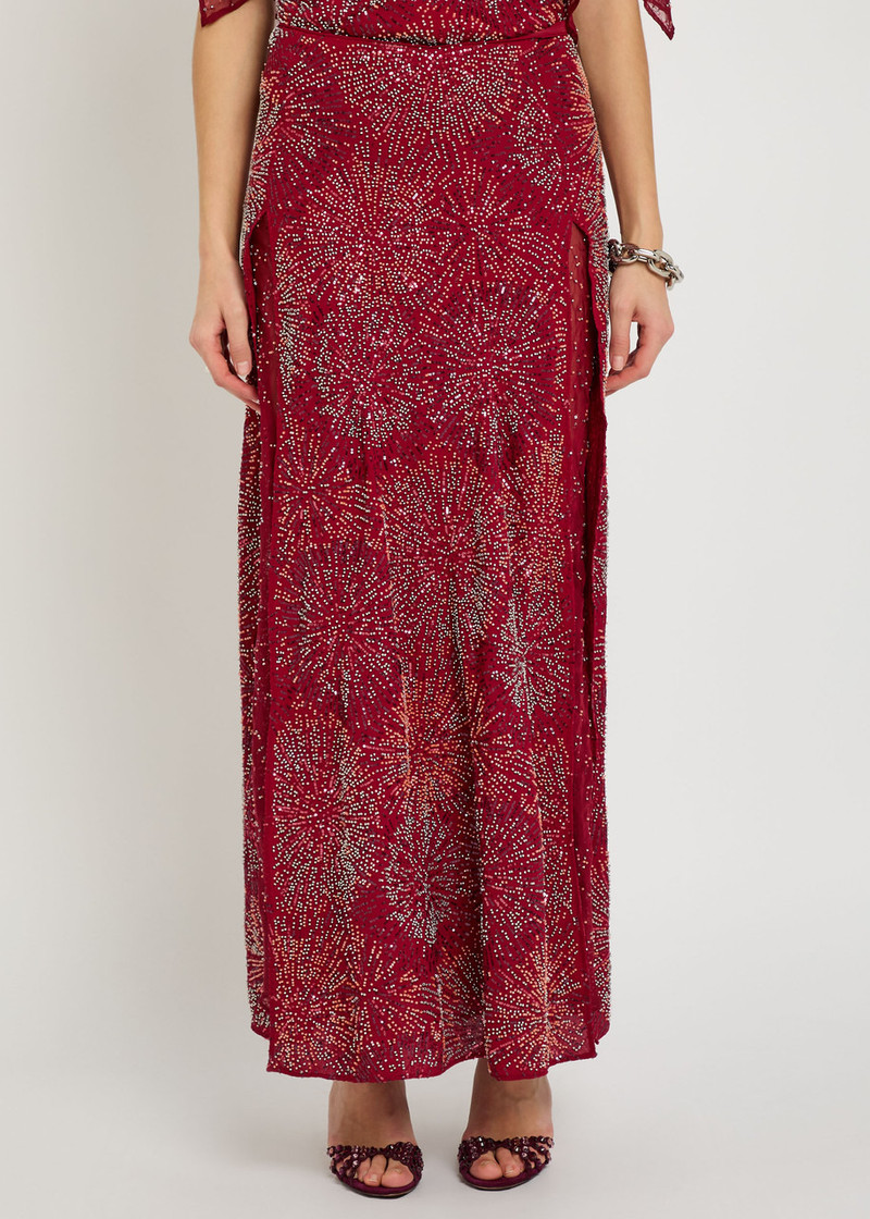 rabanne Rabanne Bead-embellished Chiffon Maxi Skirt outlook
