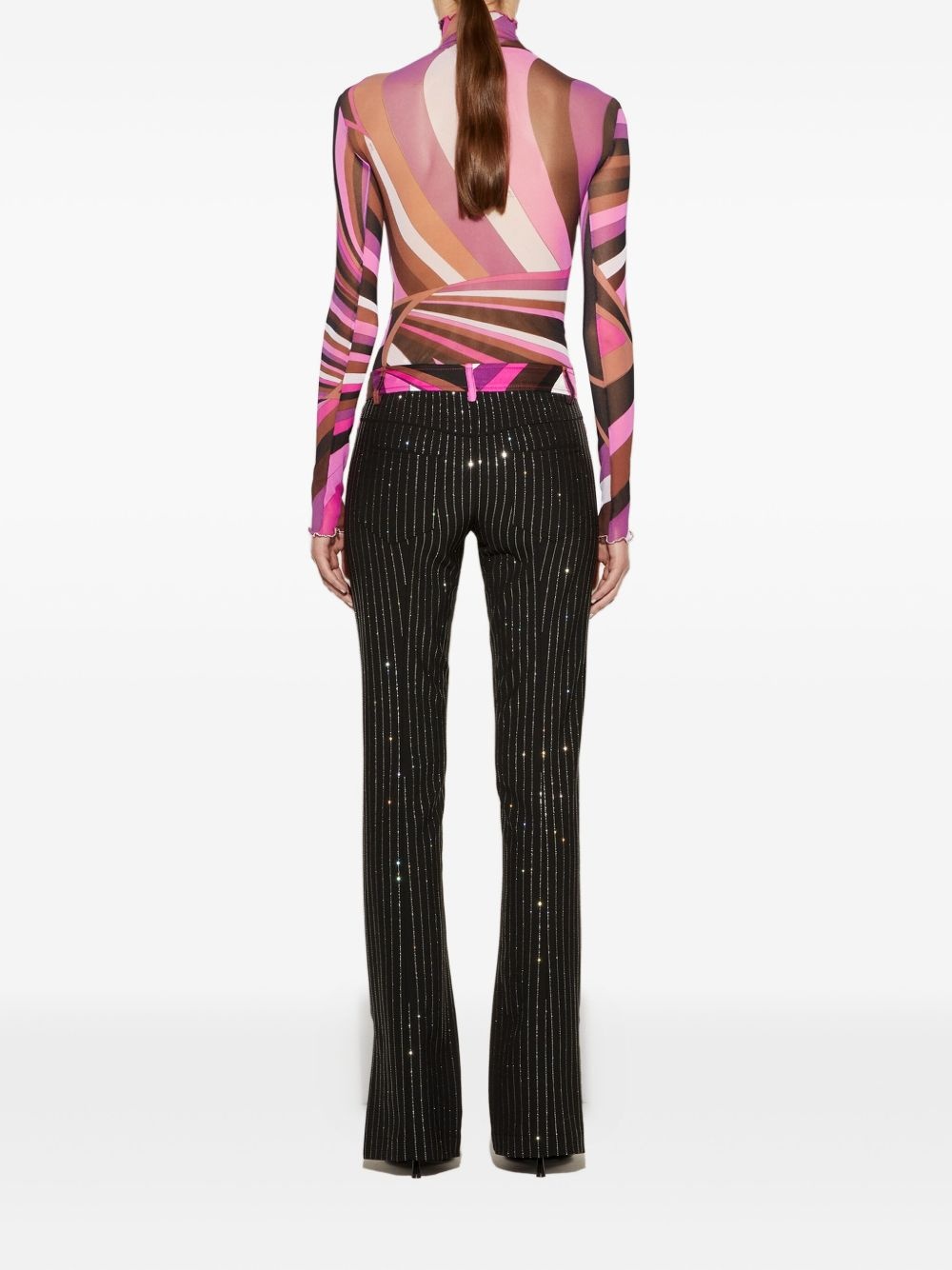 rhinestone-embellished pinstripe trousers - 4
