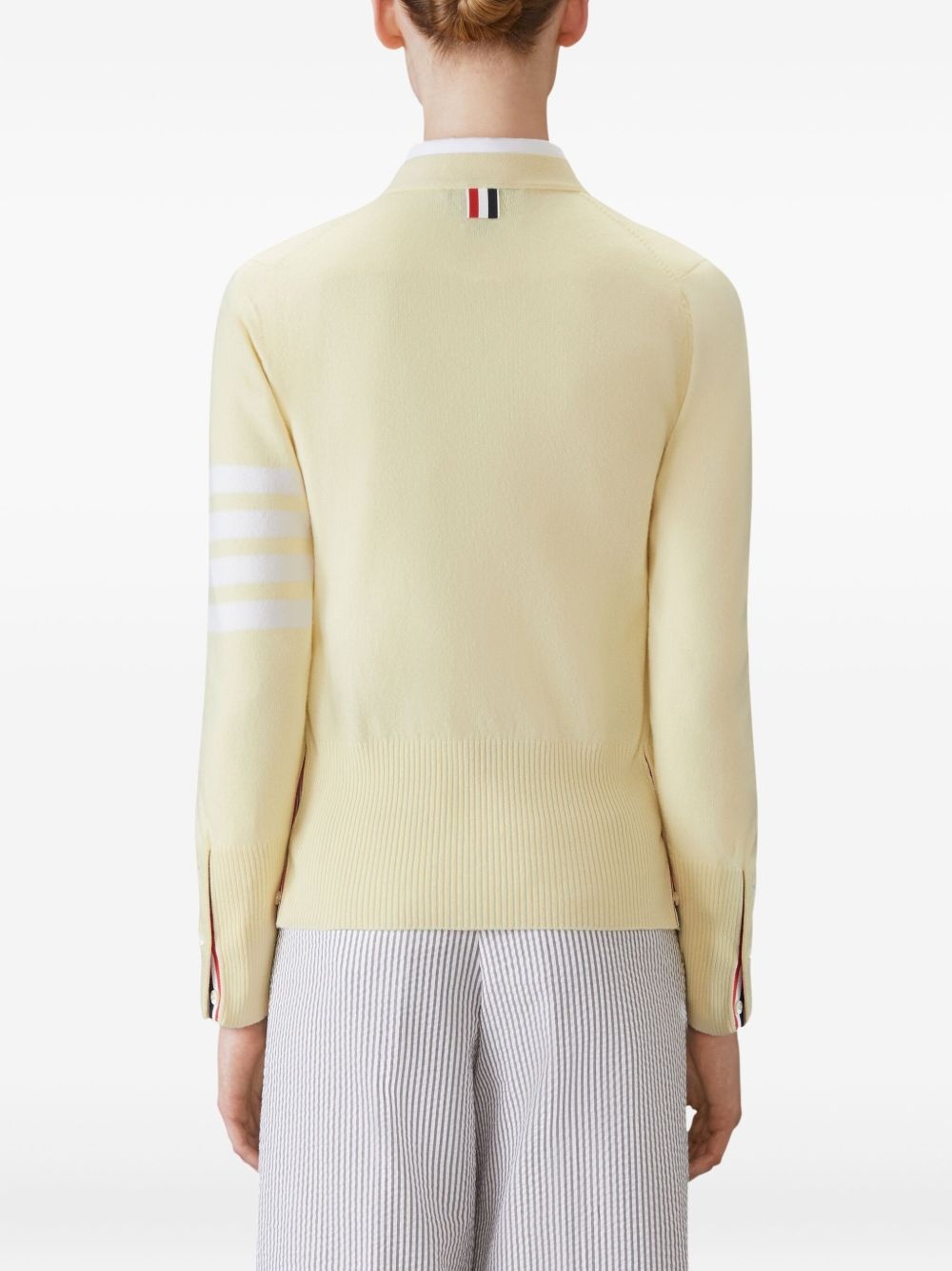 four-bar V-neck cardigan - 4