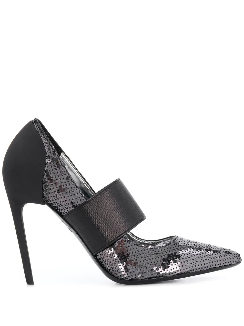 Sequined high-heel pumps with band - 1