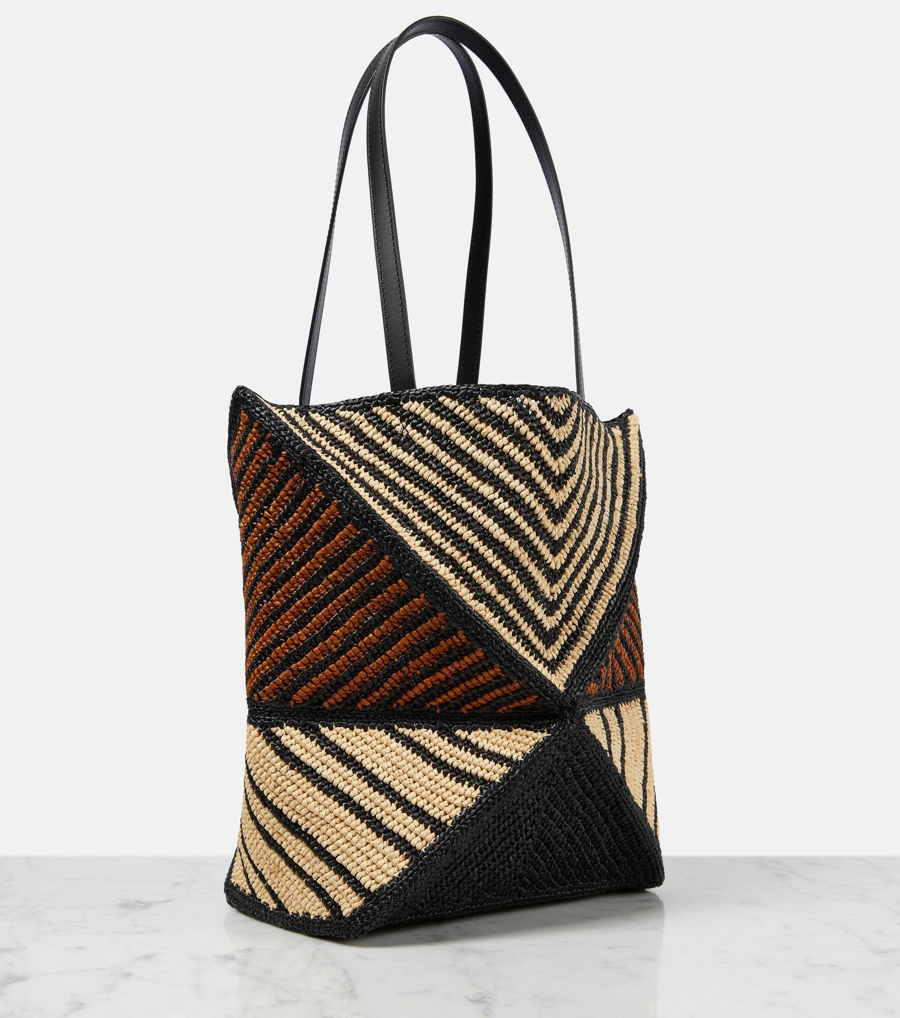 Paula's Ibiza Puzzle Fold Medium raffia tote bag - 4