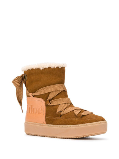 See by Chloé lace-up flat chunky sole suede boots outlook