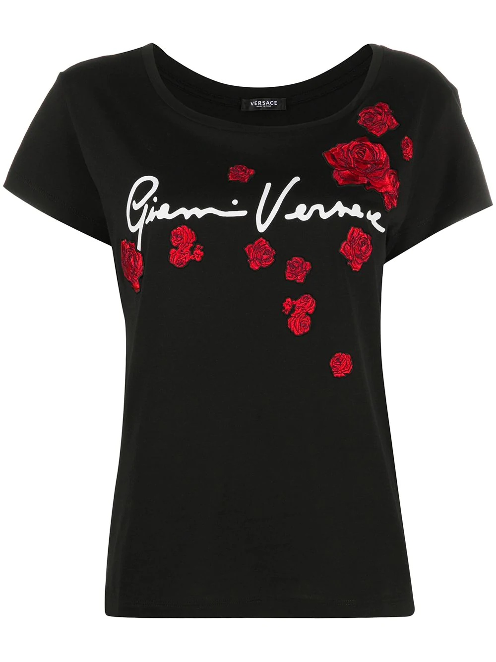 floral-appliqued T-shirt - 1