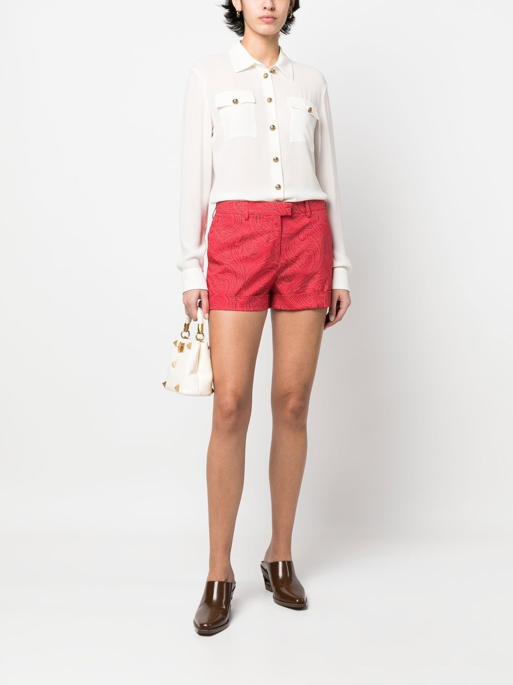 paisley-print tailored shorts - 2