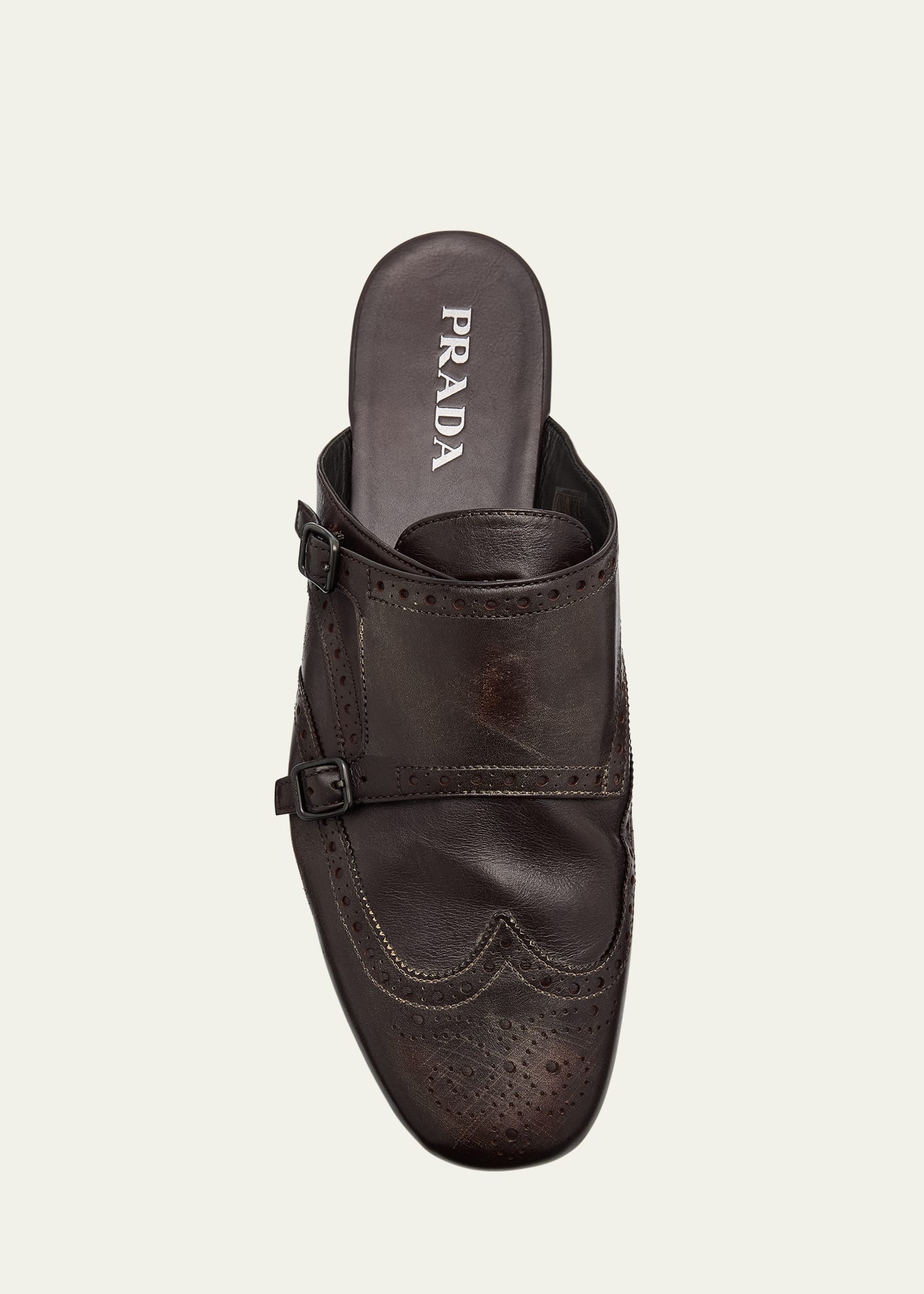 Men's Shuffle Leather Double-Monk Strap Mules - 5