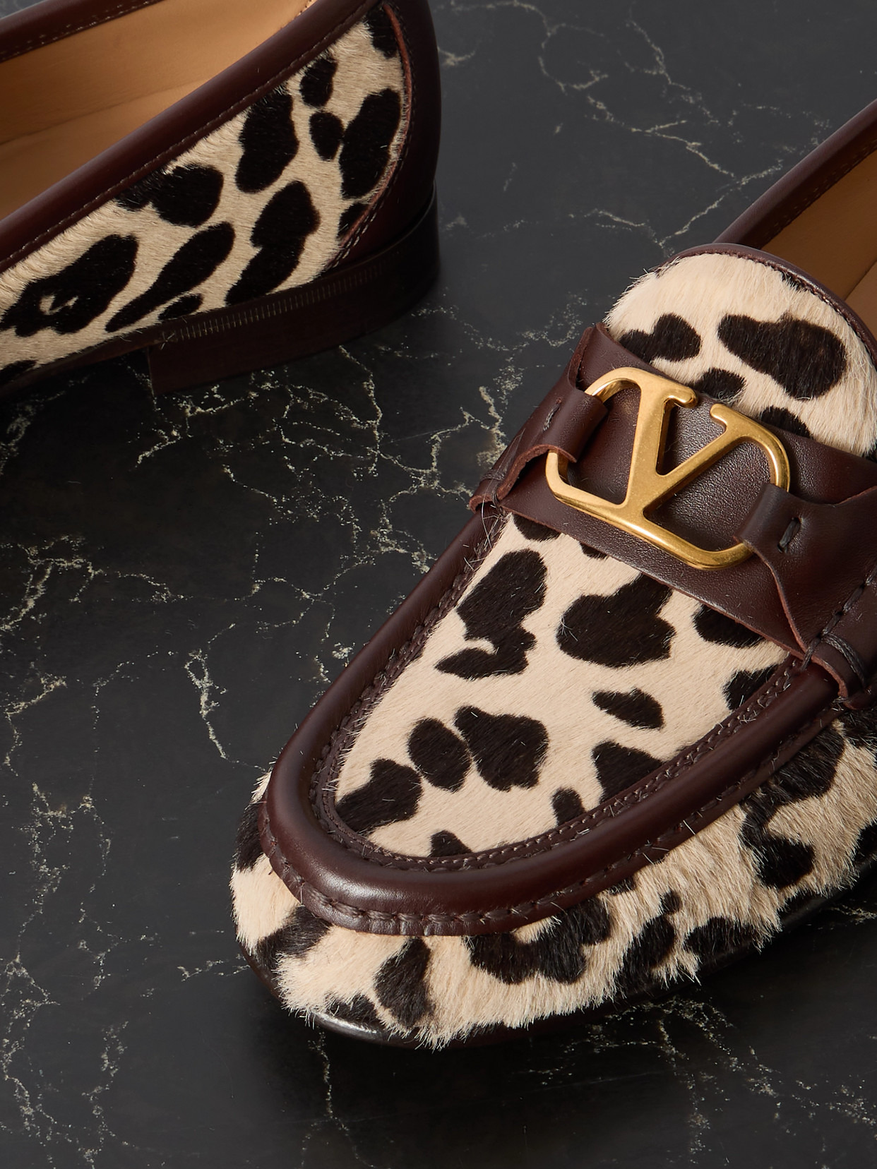 Vlogo Signature 20 Leather-trimmed Leopard-print Calf Hair Loafers - 4