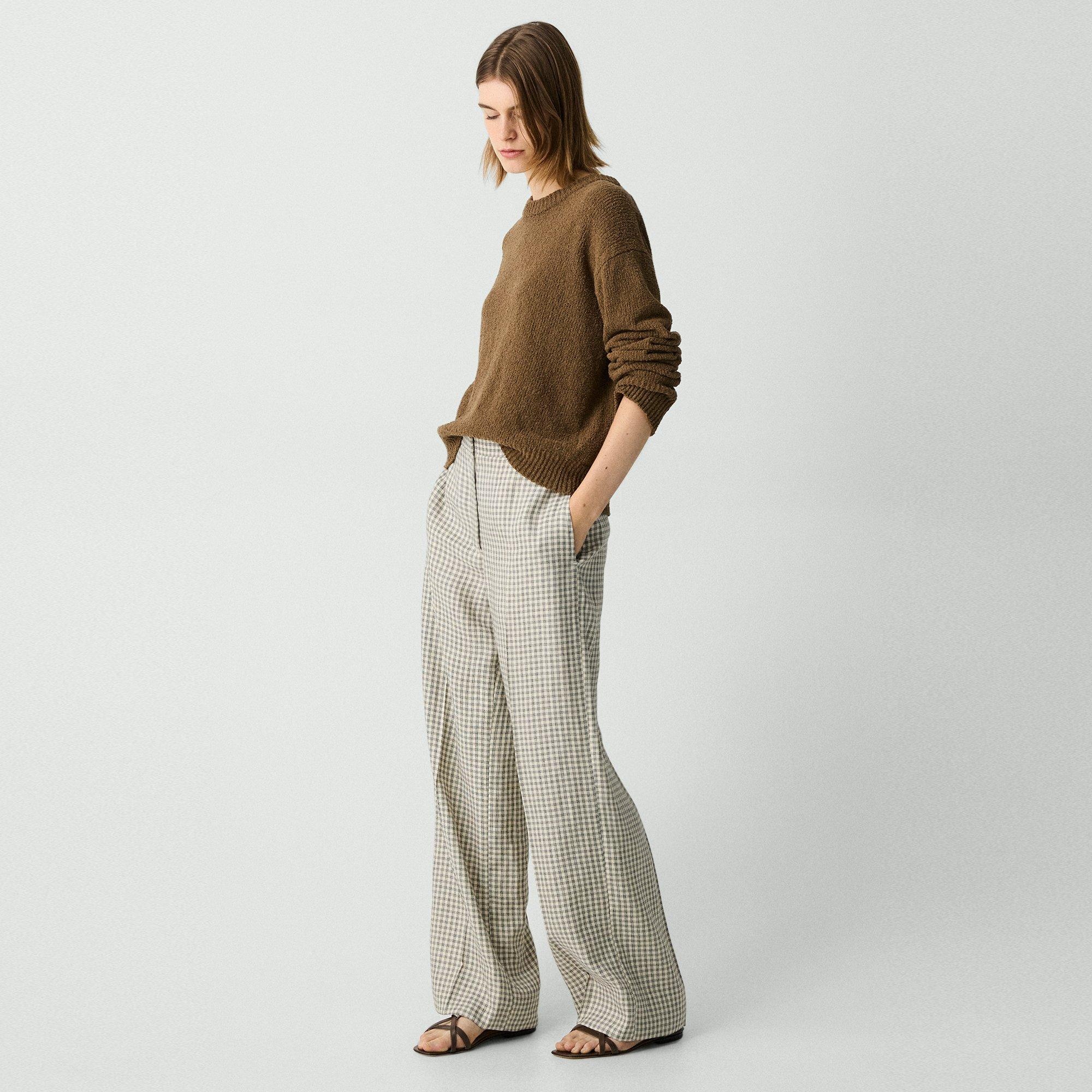 Straight Pant in Checked Linen-Blend - 3