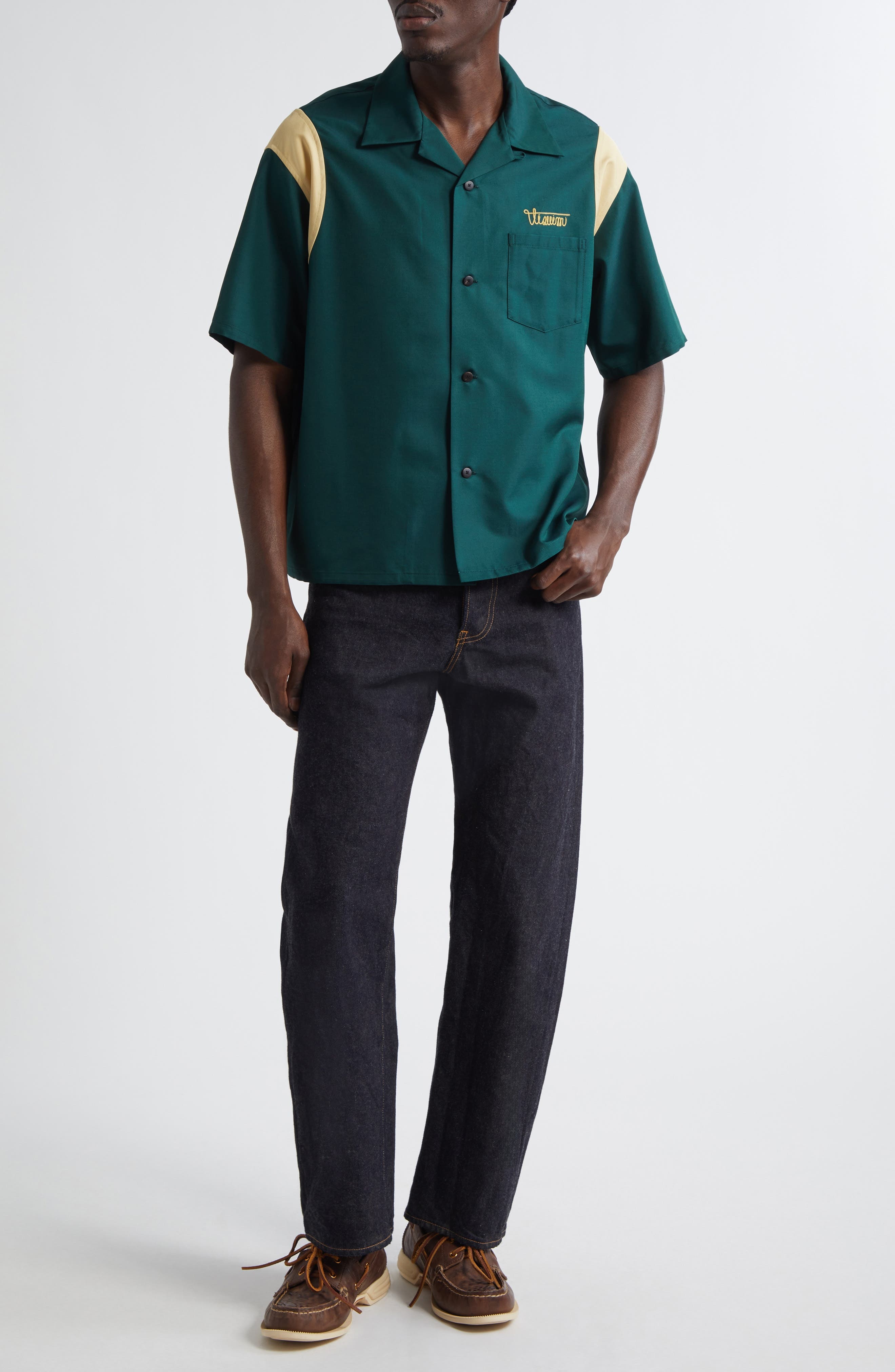 VISVIM Douglas Short Sleeve Shirt in Green at Nordstrom - 2