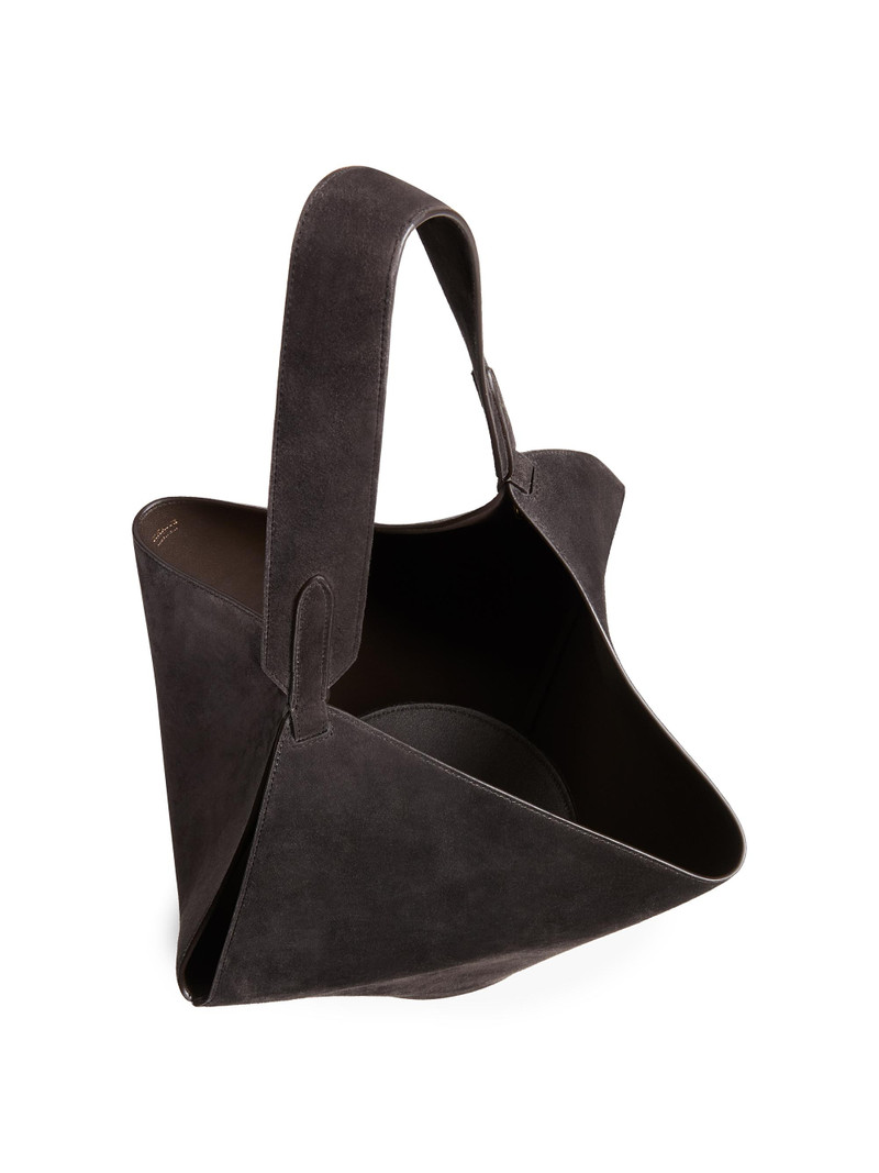 Women's Small Lotus Suede Tote - Dark Brown 4