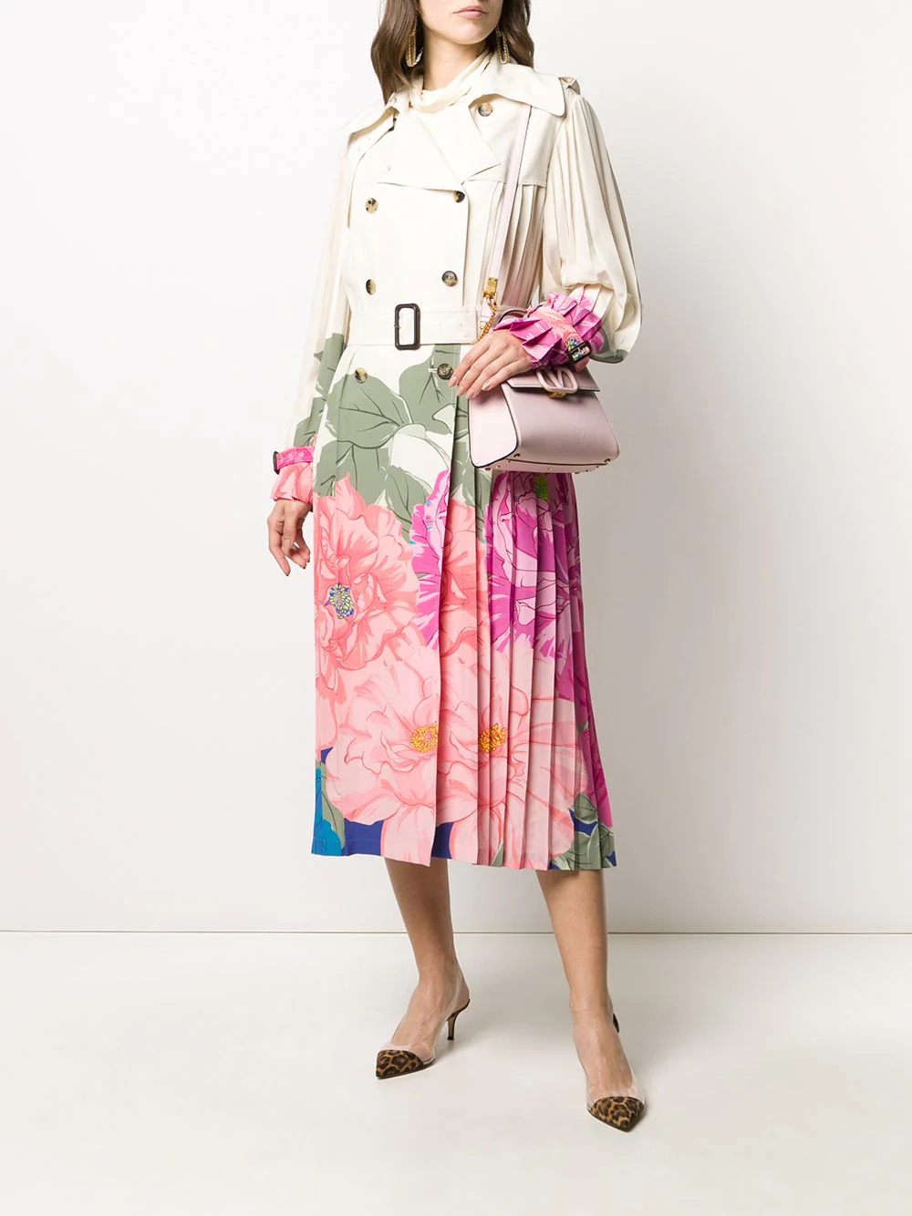 printed crepe de chine trench - 2