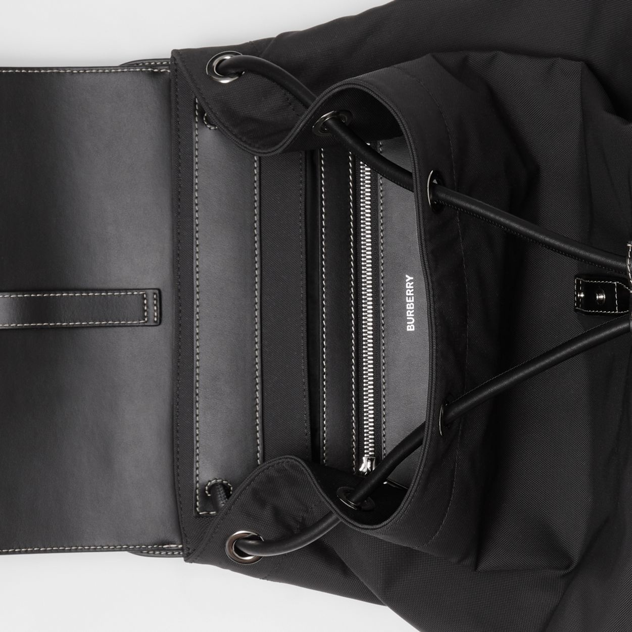 Nylon and Leather Pocket Backpack - 5