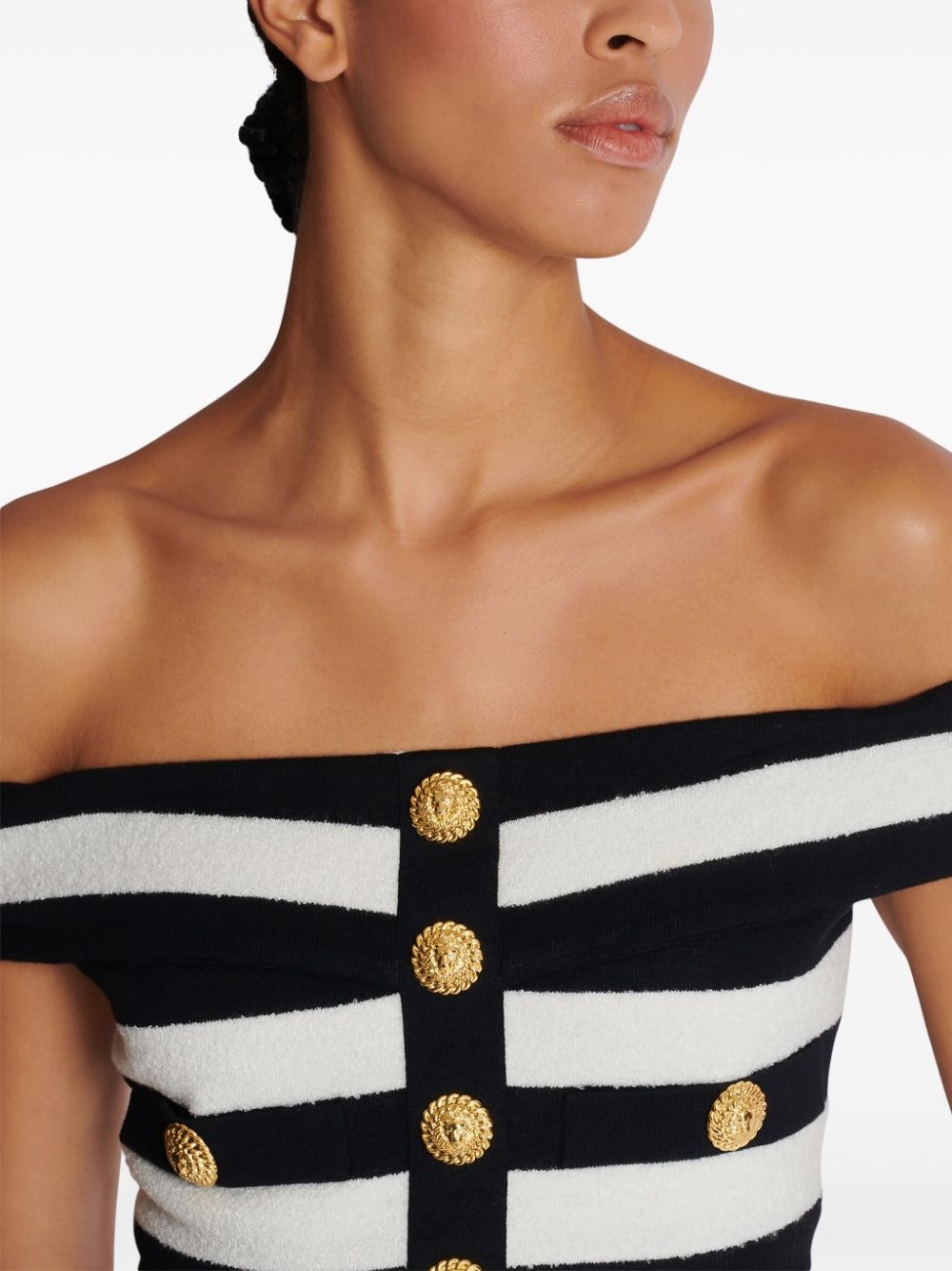 off-shoulder striped top - 5