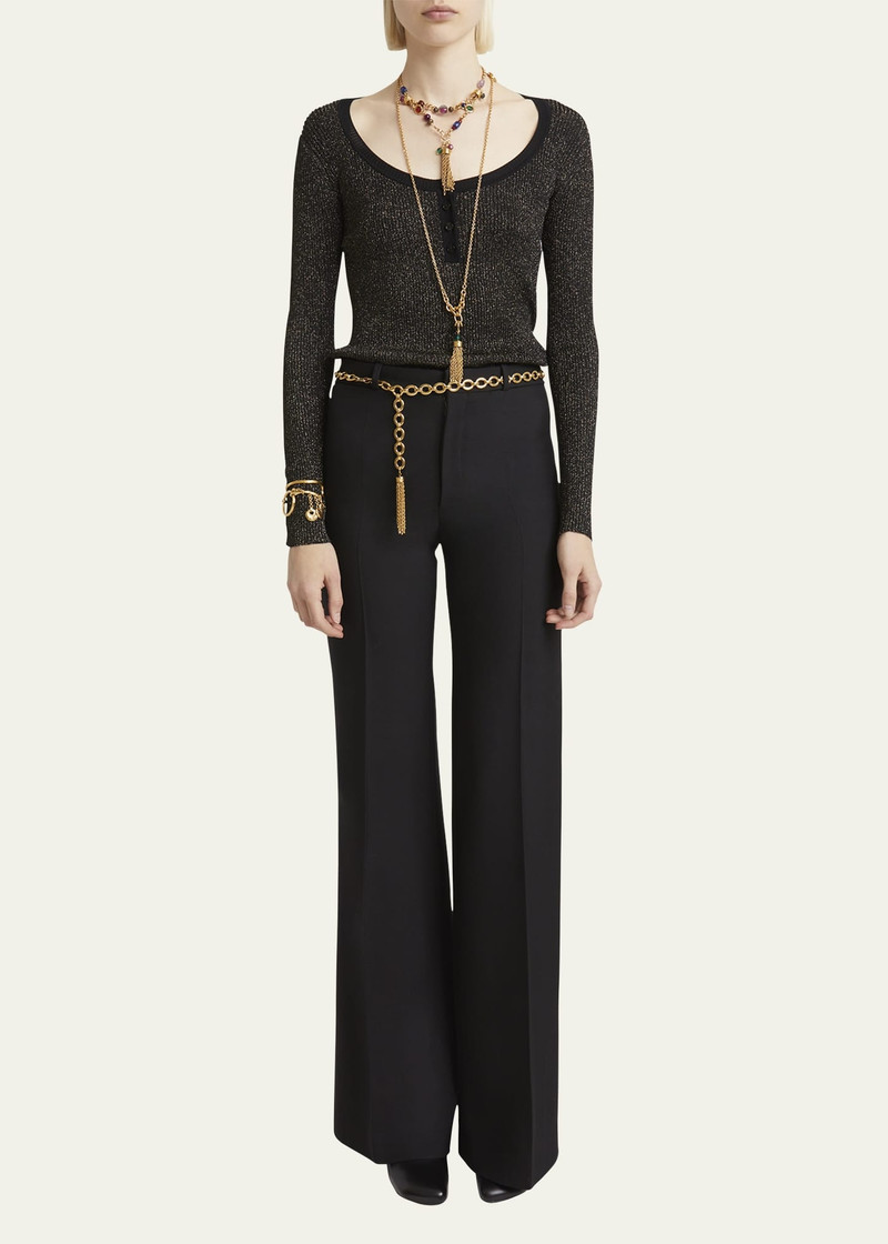 Chloé Flared Crepe Wool Trousers outlook