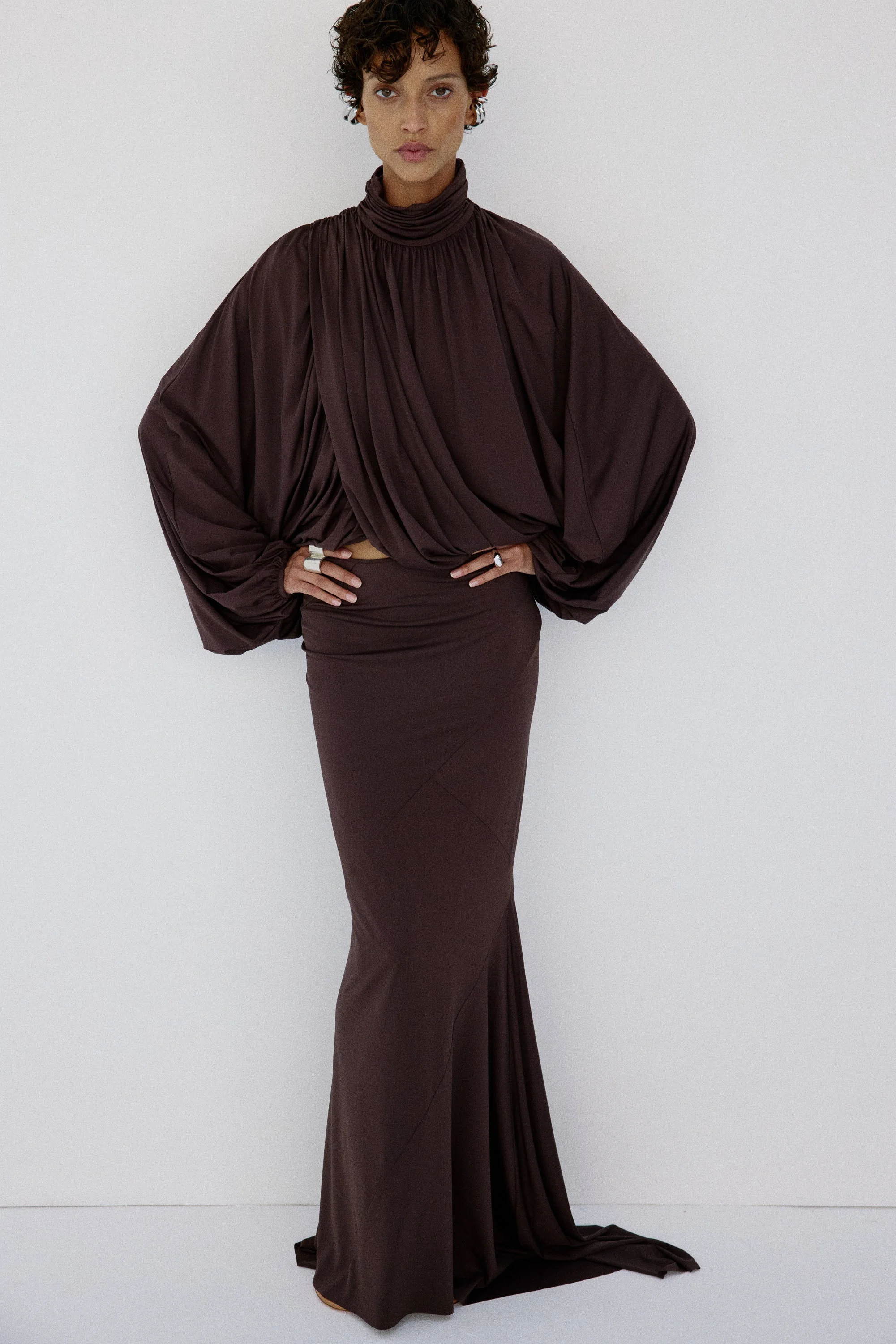 PACIFICA MAXI SKIRT IN UMBER BROWN - 1