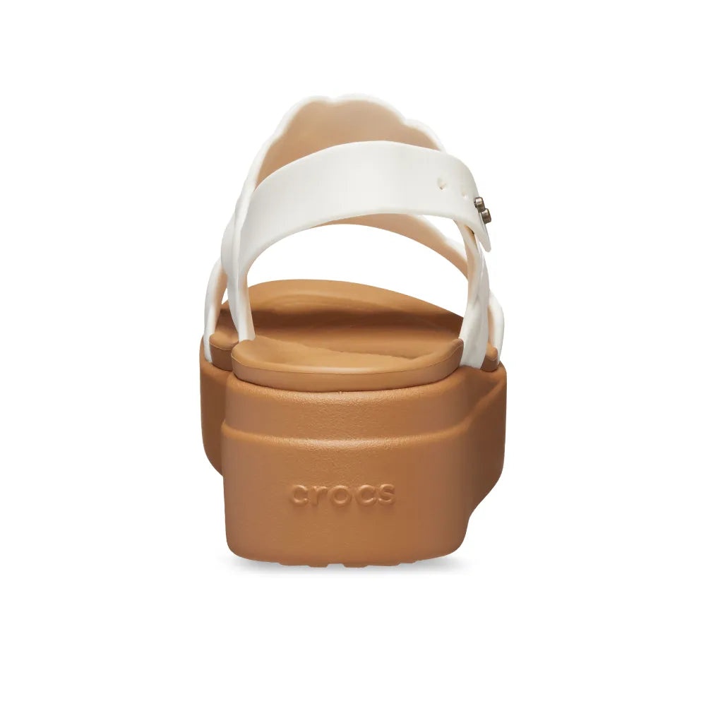 (WMNS) Crocs Brooklyn Woven Wedge Sandals 'White Brown' 209977-0WV - 4