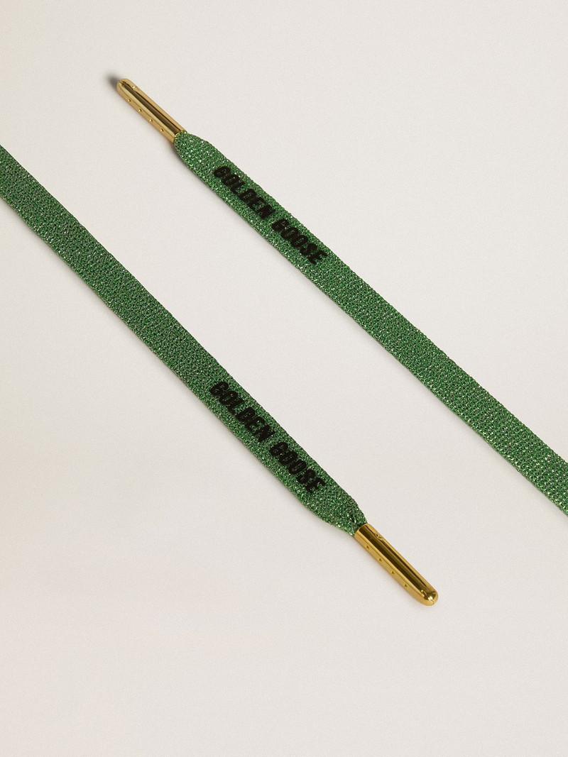 Aqua-green Lurex laces with contrasting black logo - 1