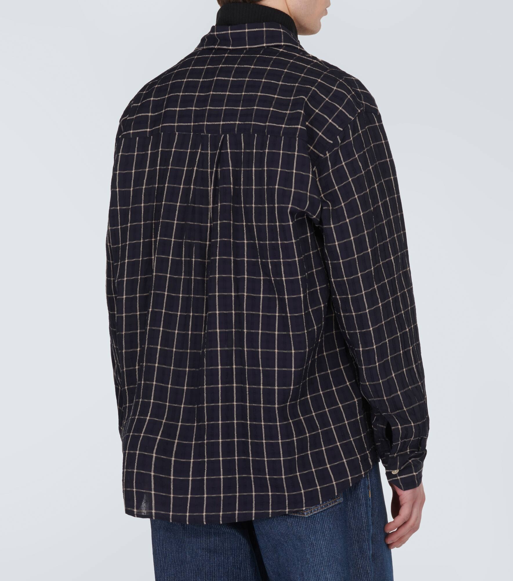 Above checked cotton-blend shirt - 4