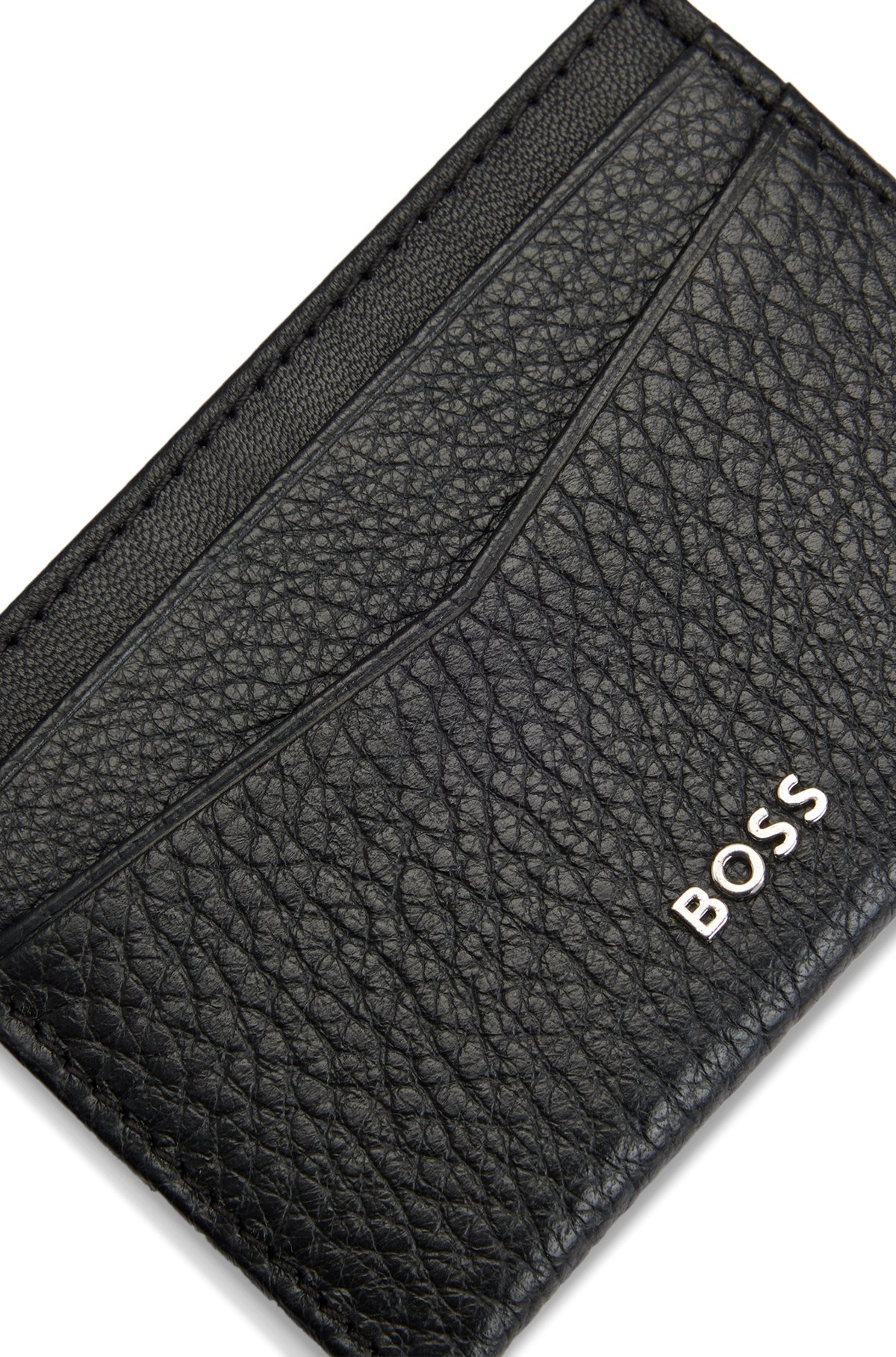 GRAINED-LEATHER CARD HOLDER WITH LOGO LETTERING - 3