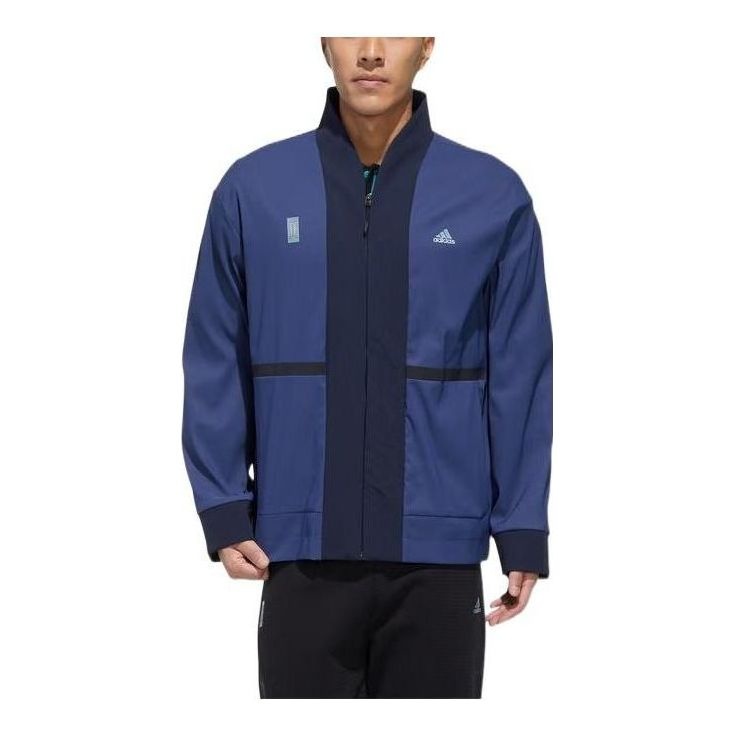 Men's adidas SS22 Solid Color Logo Printing Sports Blue Jacket FM9362 - 1