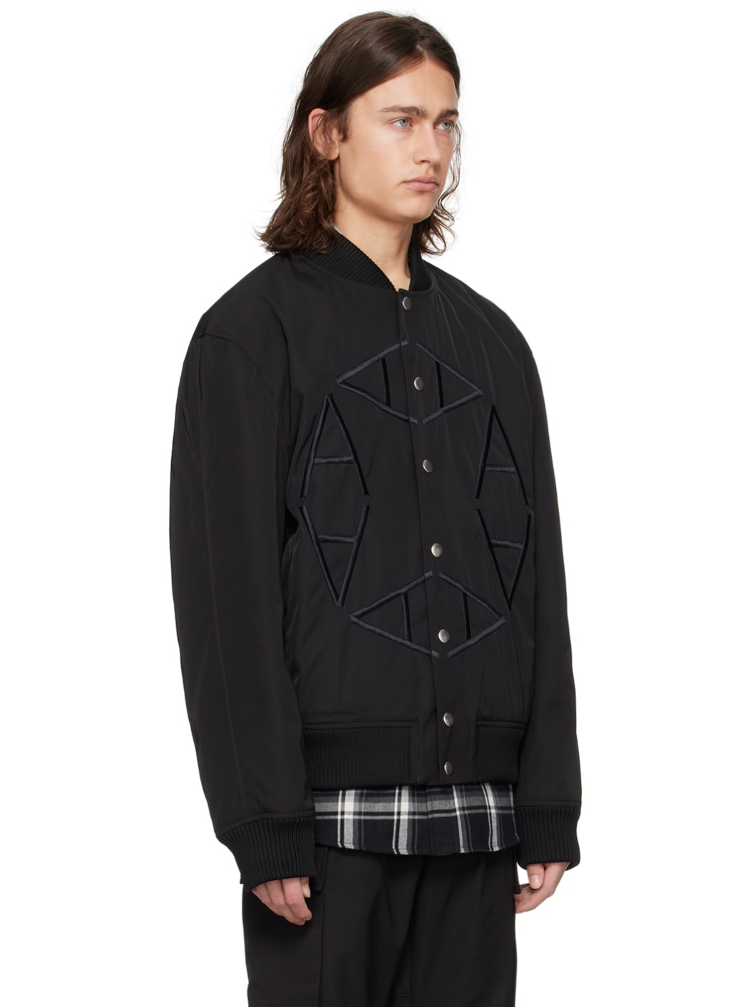Black Embroidered Bomber Jacket - 2
