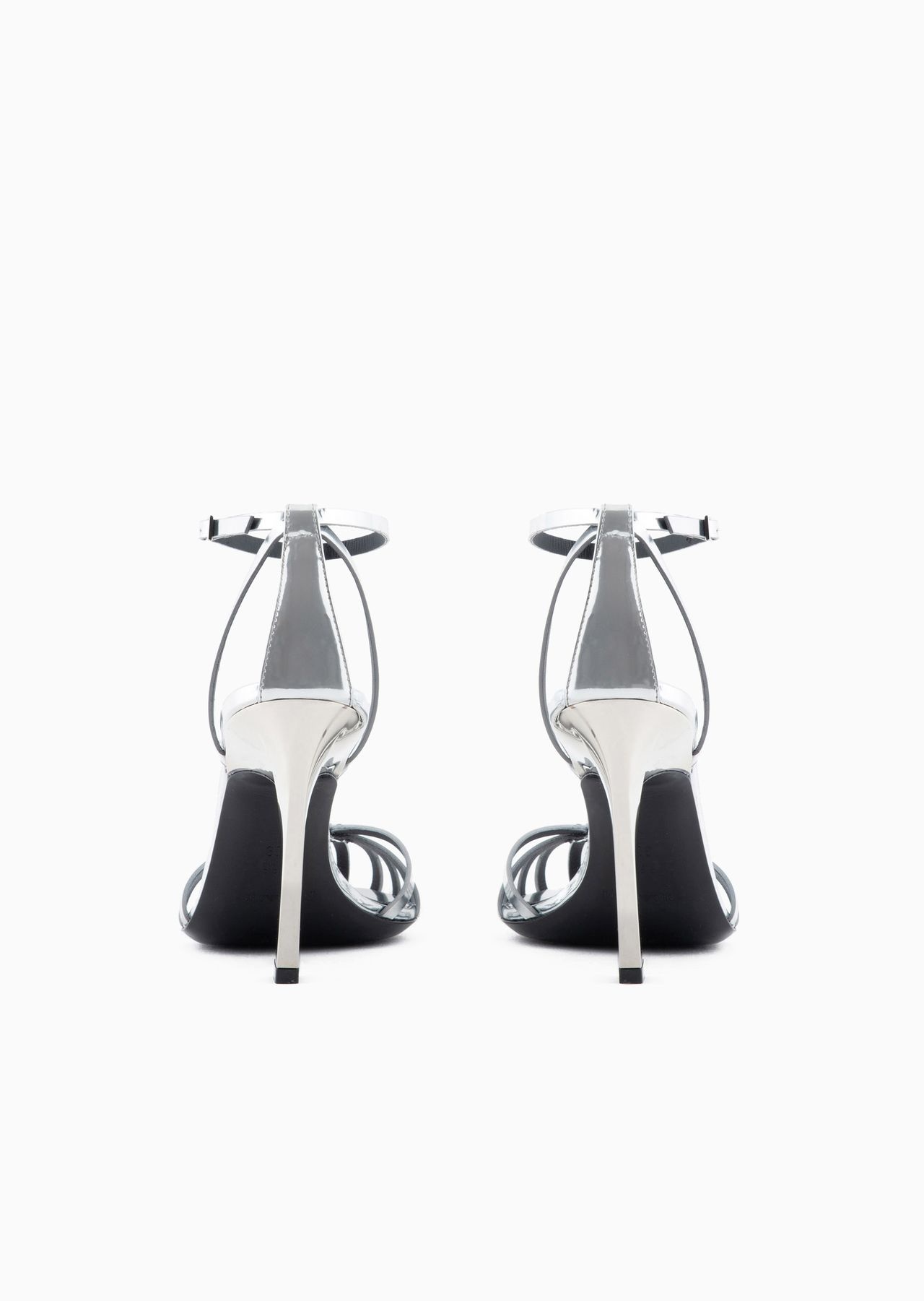 Mirror lamé leather sandals with high heel - 4