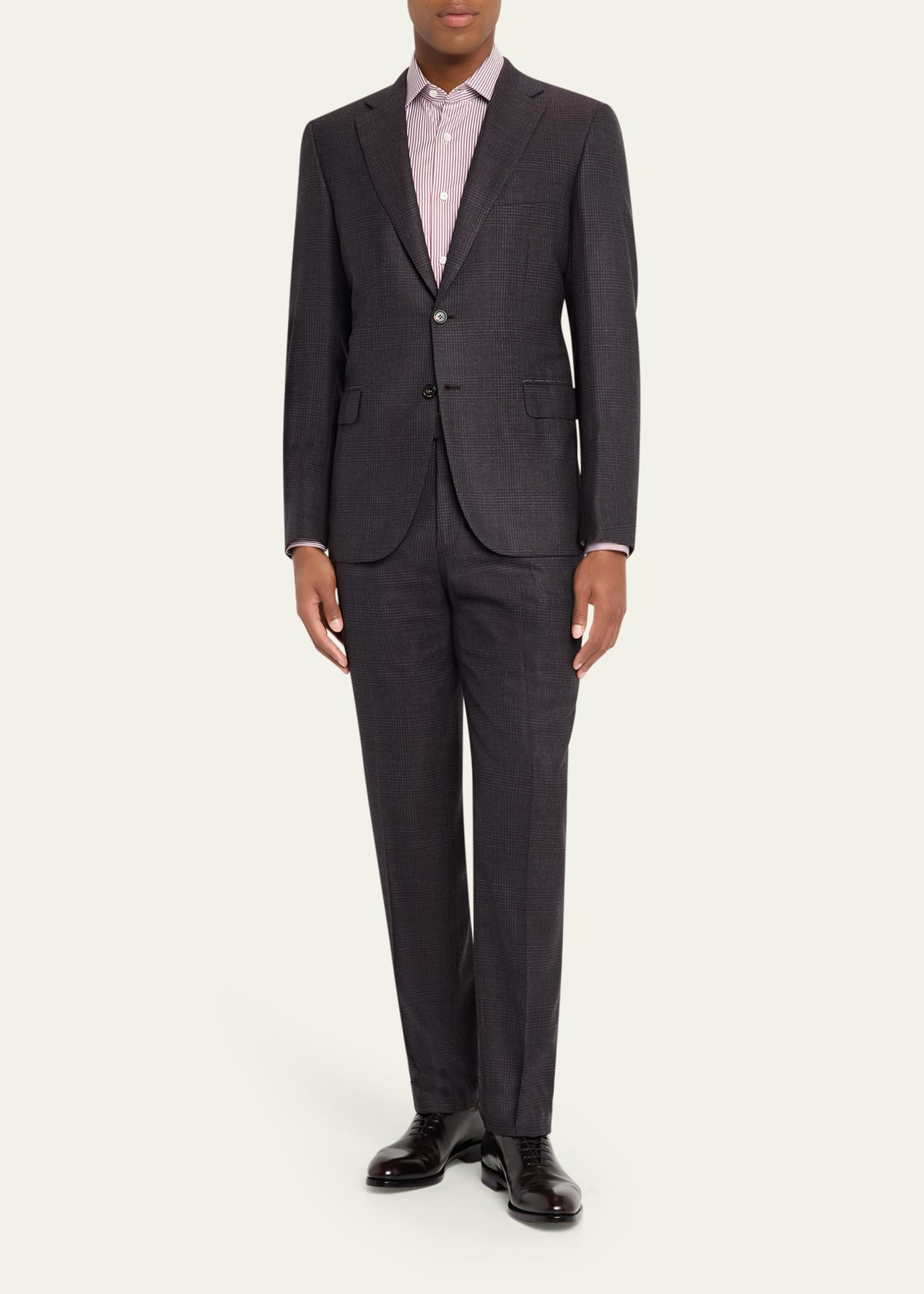 Men's Prince of Wales Wool Classic Fit Two-Piece Suit - 2