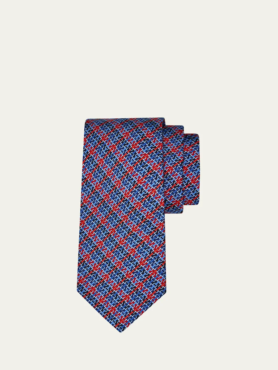 Men's Stripe Gancini Link Tie - 1