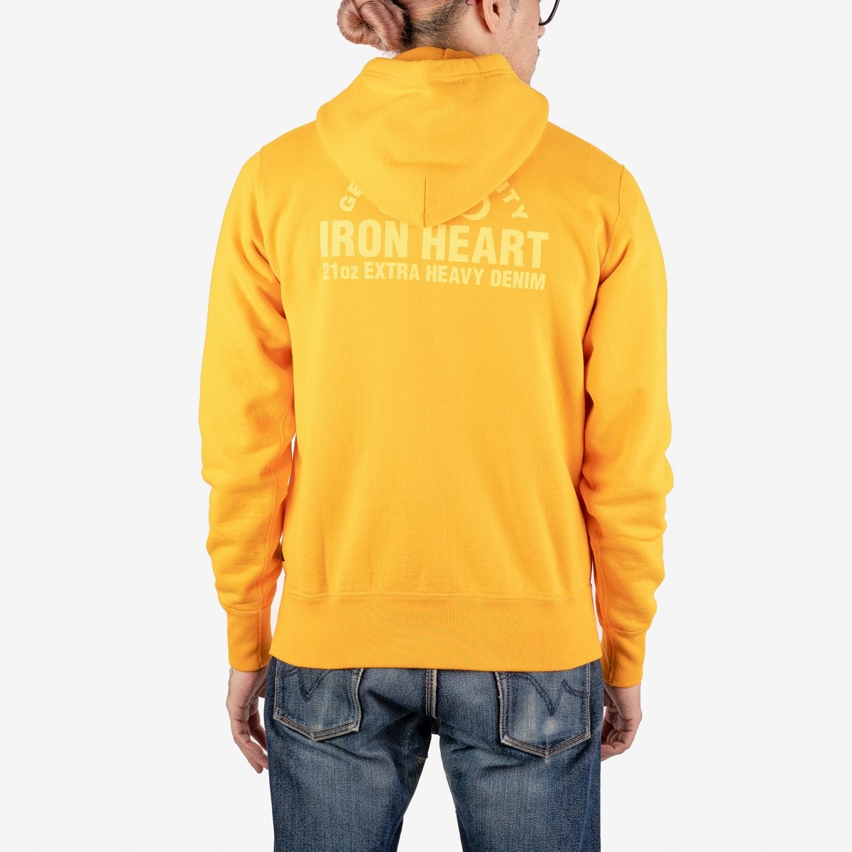 IHSW-63-MUS Printed 14oz Ultra Heavyweight Loopwheel Cotton Zippered Hoodie - Mustard - 3