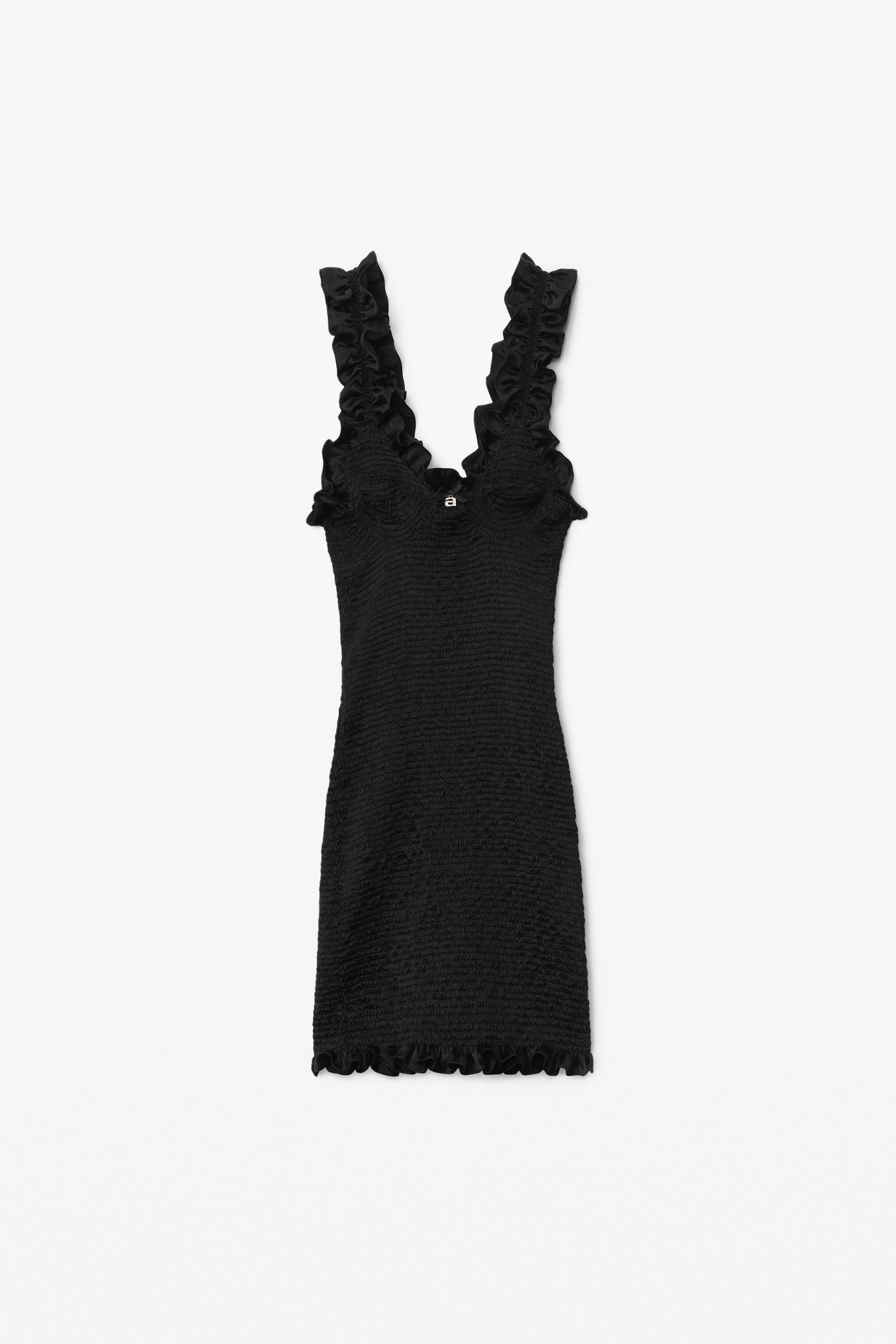 RUFFLE MINI DRESS IN SILK CHARMEUSE - 1