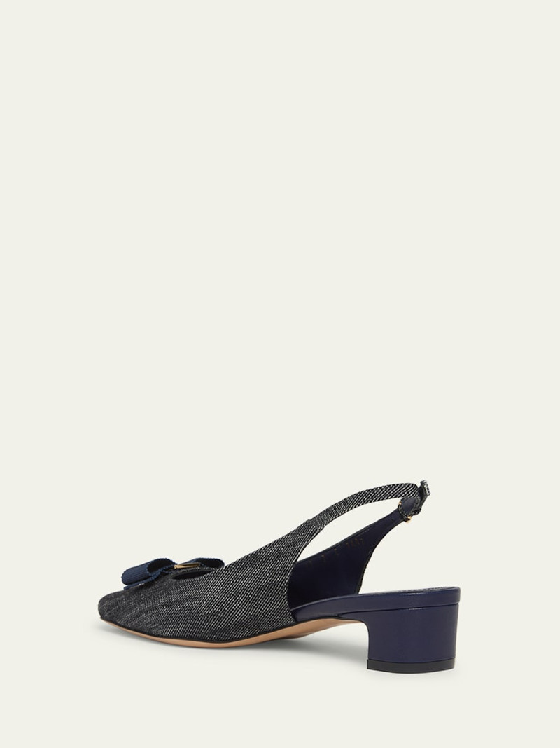 FERRAGAMO Rivada Denim Bow Slingback Pumps outlook