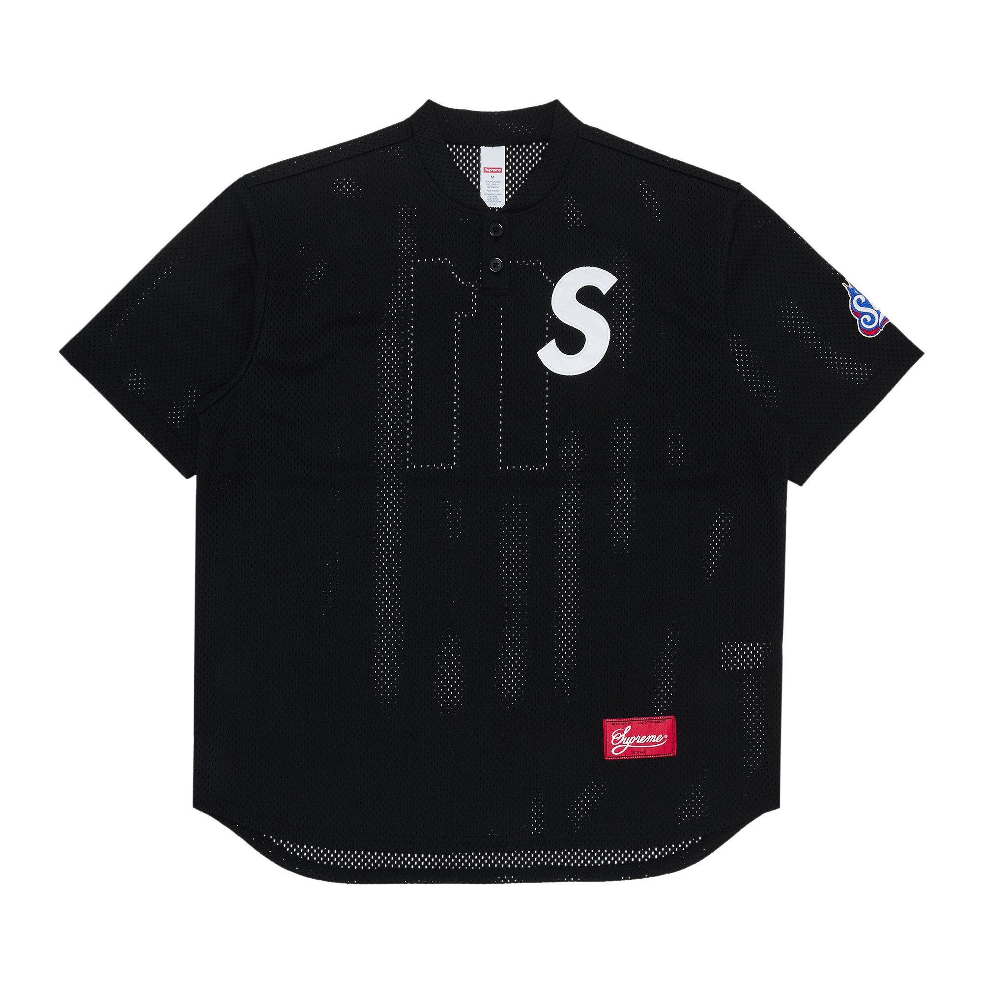 Supreme S Logo Baseball Henley 'Black' - 1
