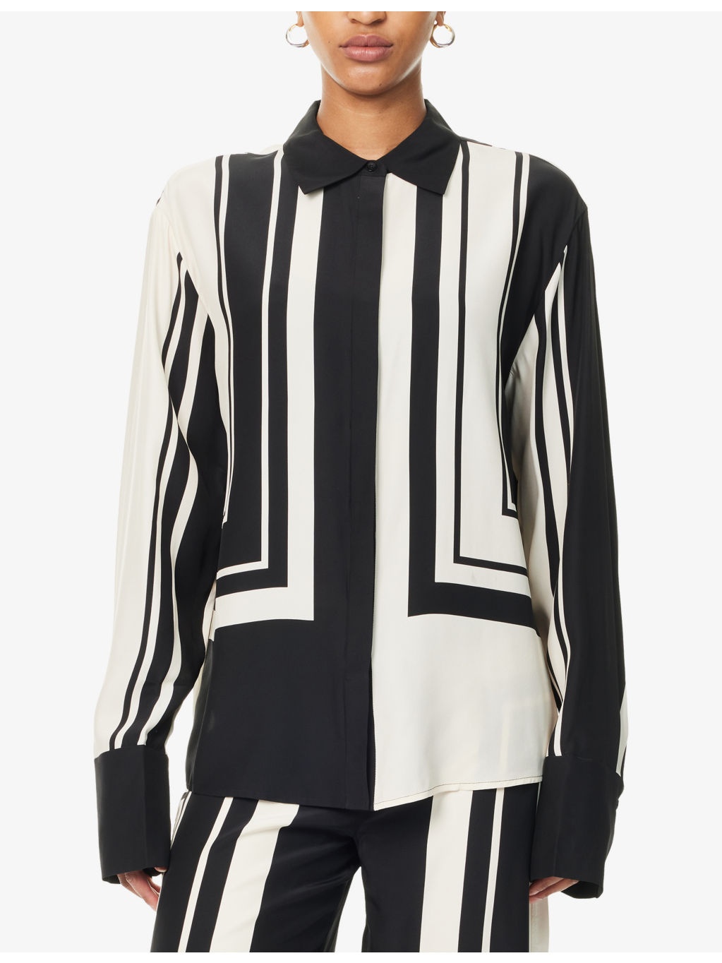Pietra Geometric-Print Silk Shirt - 3