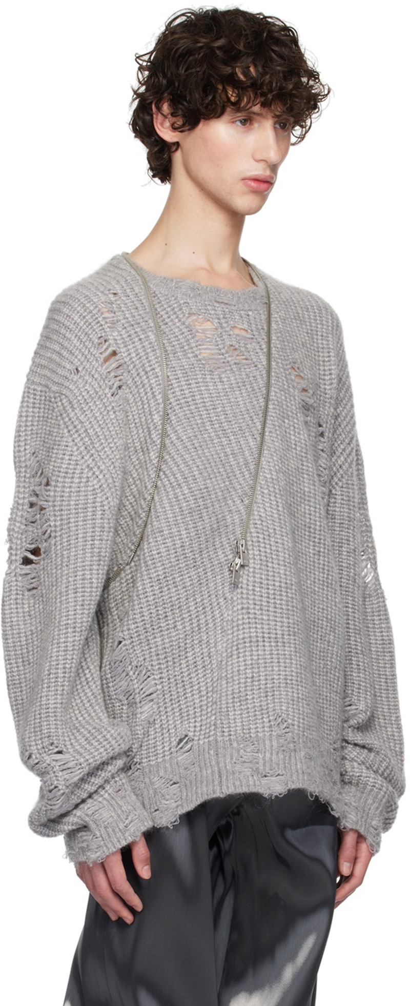 HELIOT EMIL™ Gray Distressed Sweater outlook