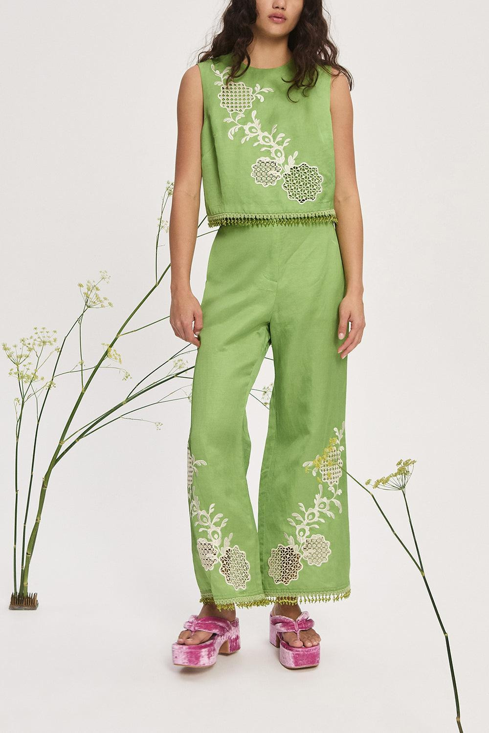 Luisa Embroidered Pant - 2