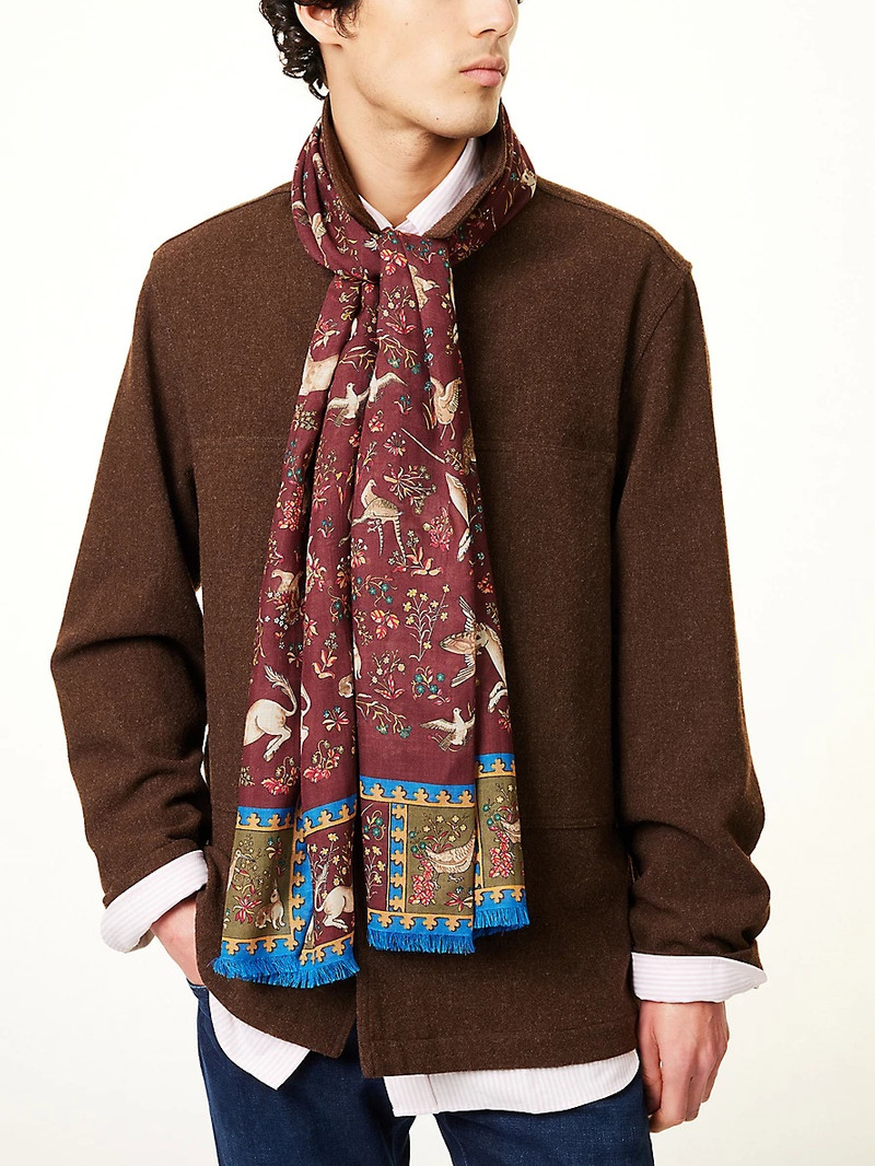 Drake's Unicorn-Print Wool and Silk Scarf outlook