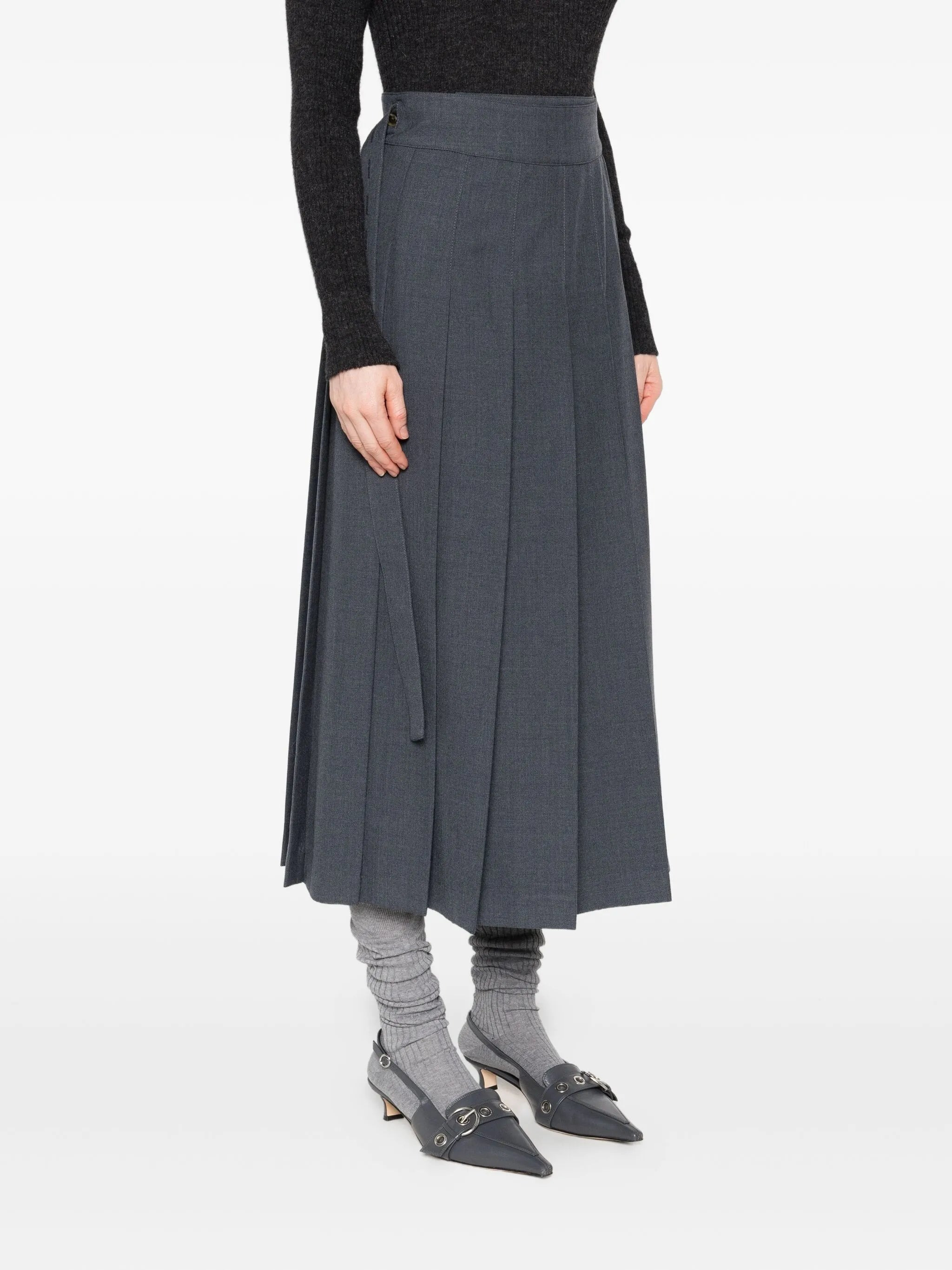 Rohe Buttoned Midi Pleated Skirt - 3