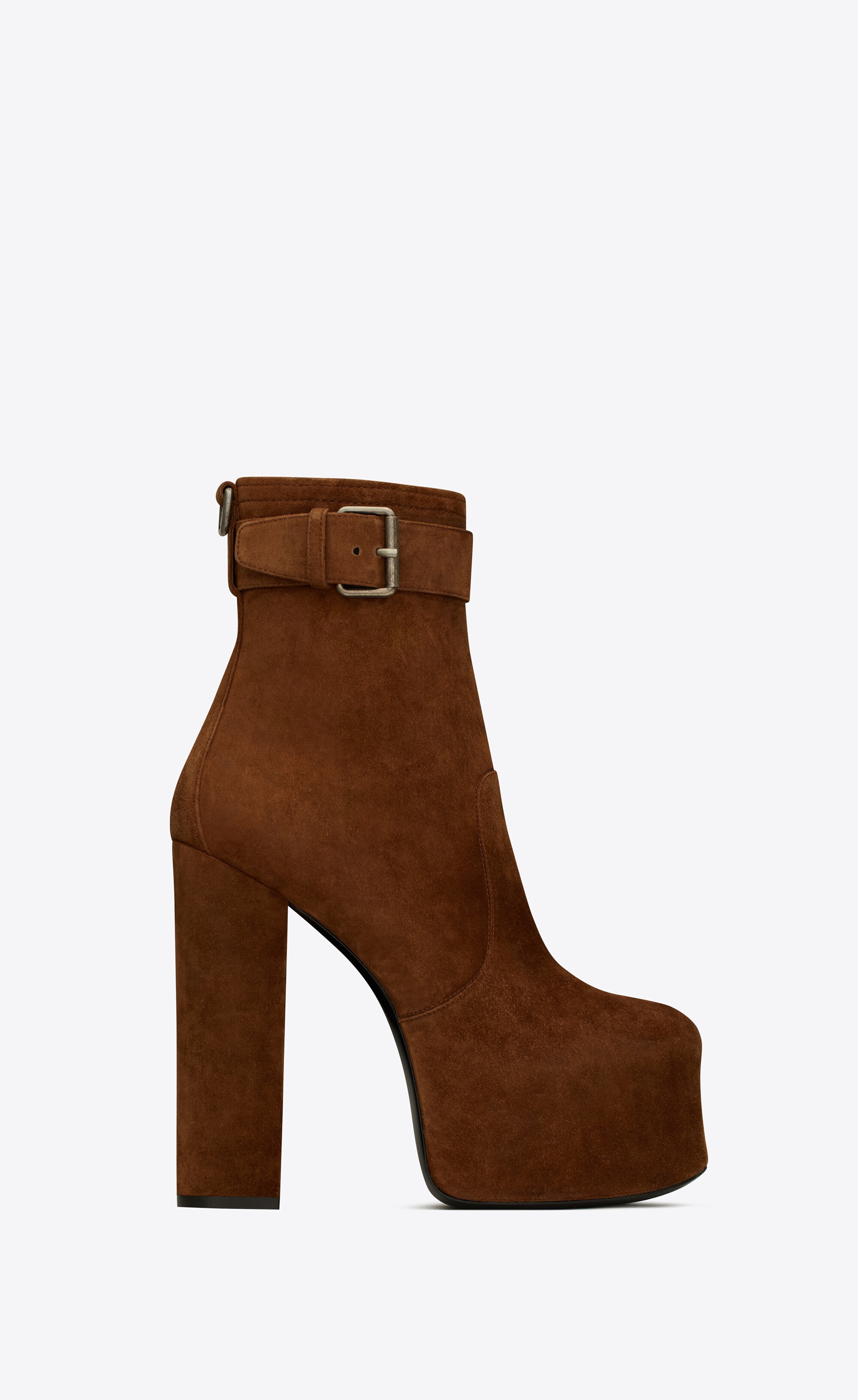 cherry buckle platform booties in suede - 1