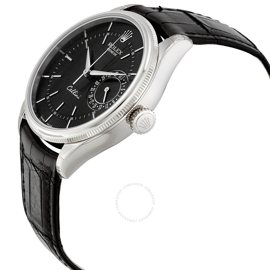 Rolex Cellini Date Black Dial 18kt White Gold Men's Watch 50519BKSBKL - 2