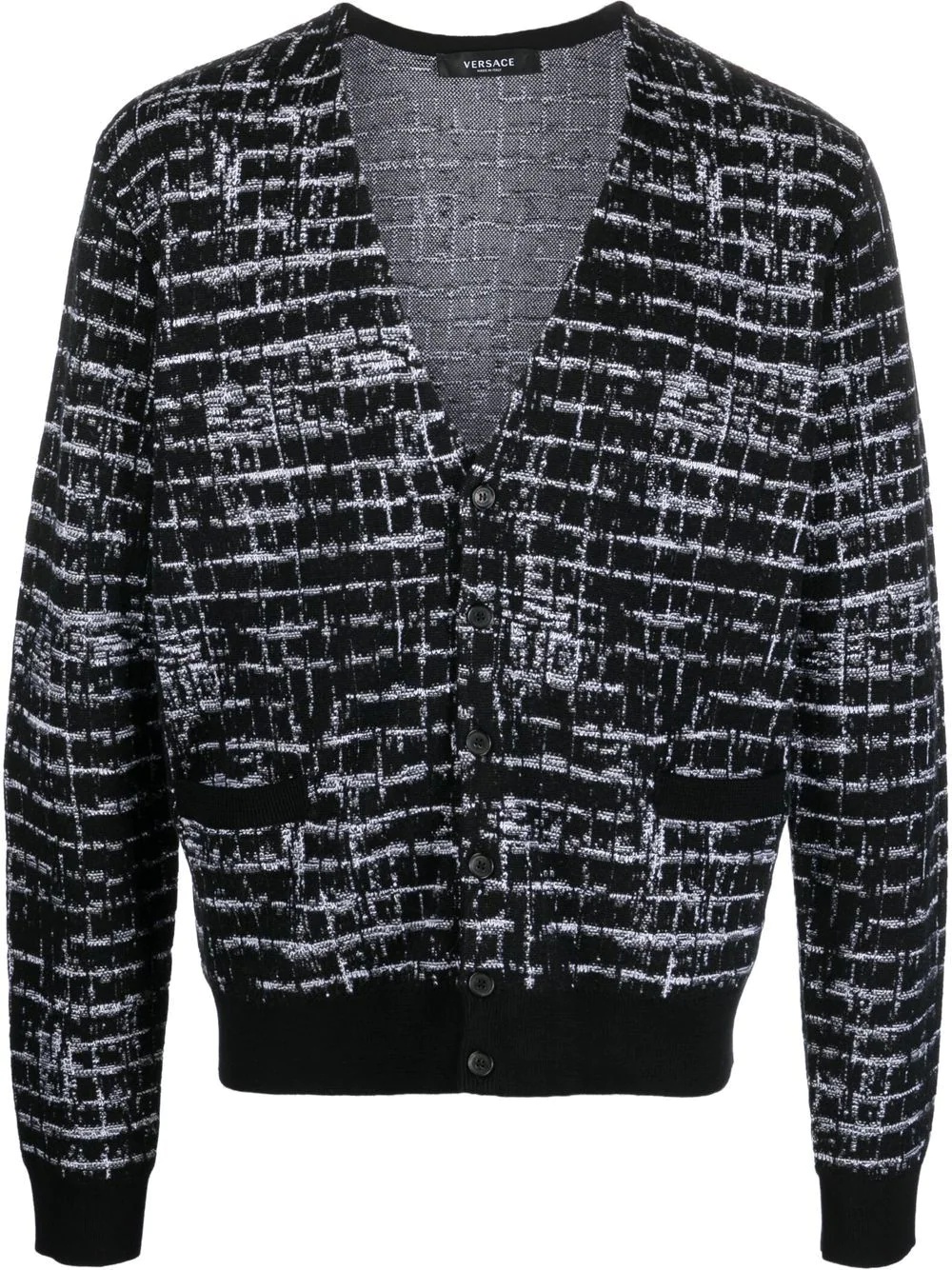 check-print knitted cardigan - 1