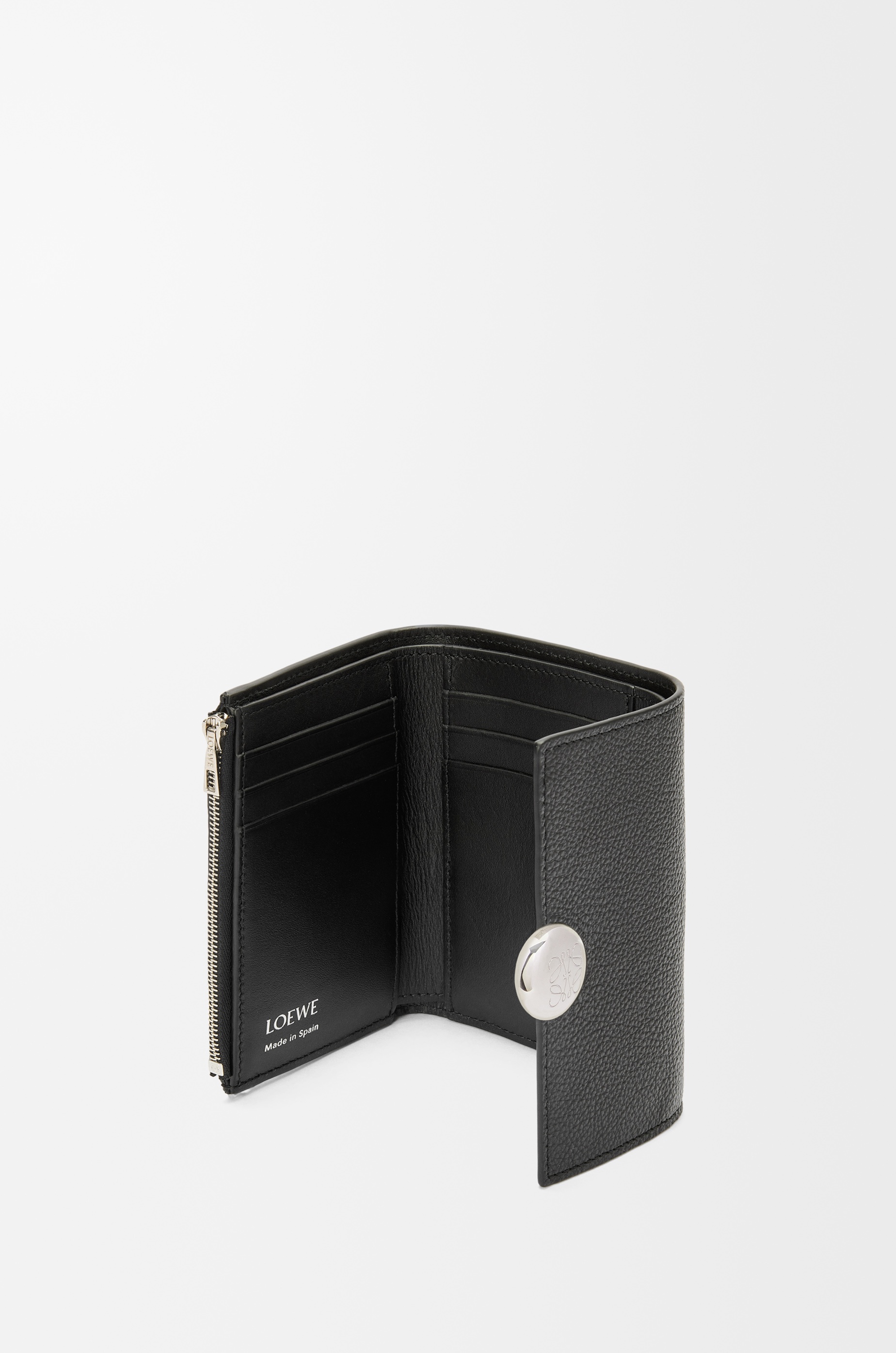 Pebble small vertical wallet in pebble grained calfskin - 3