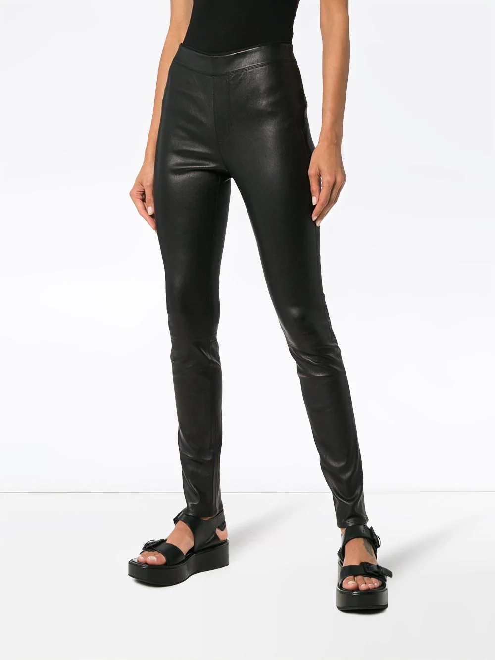 stretch leather leggings - 3