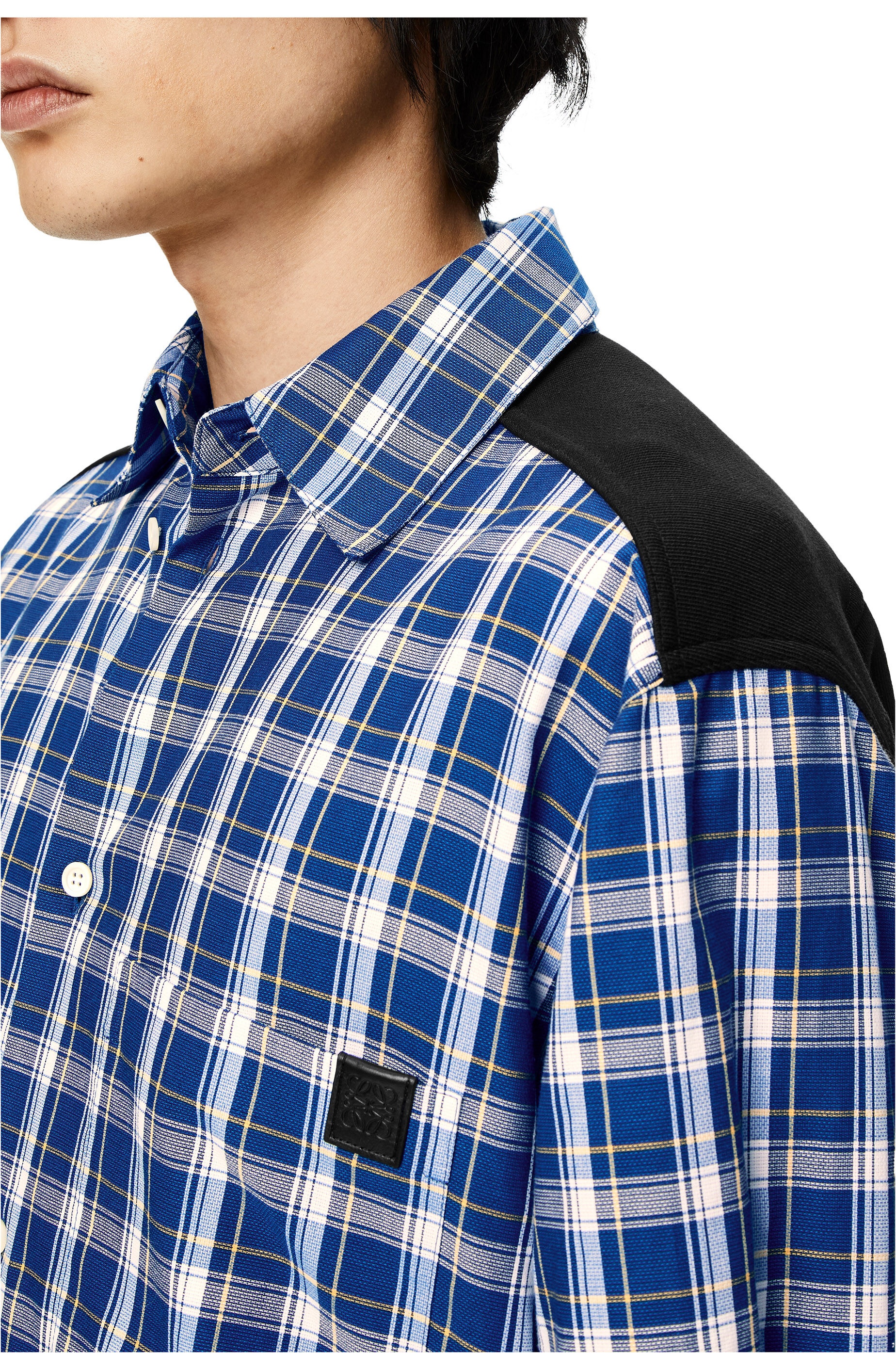 Fleece back check shirt in cotton - 5