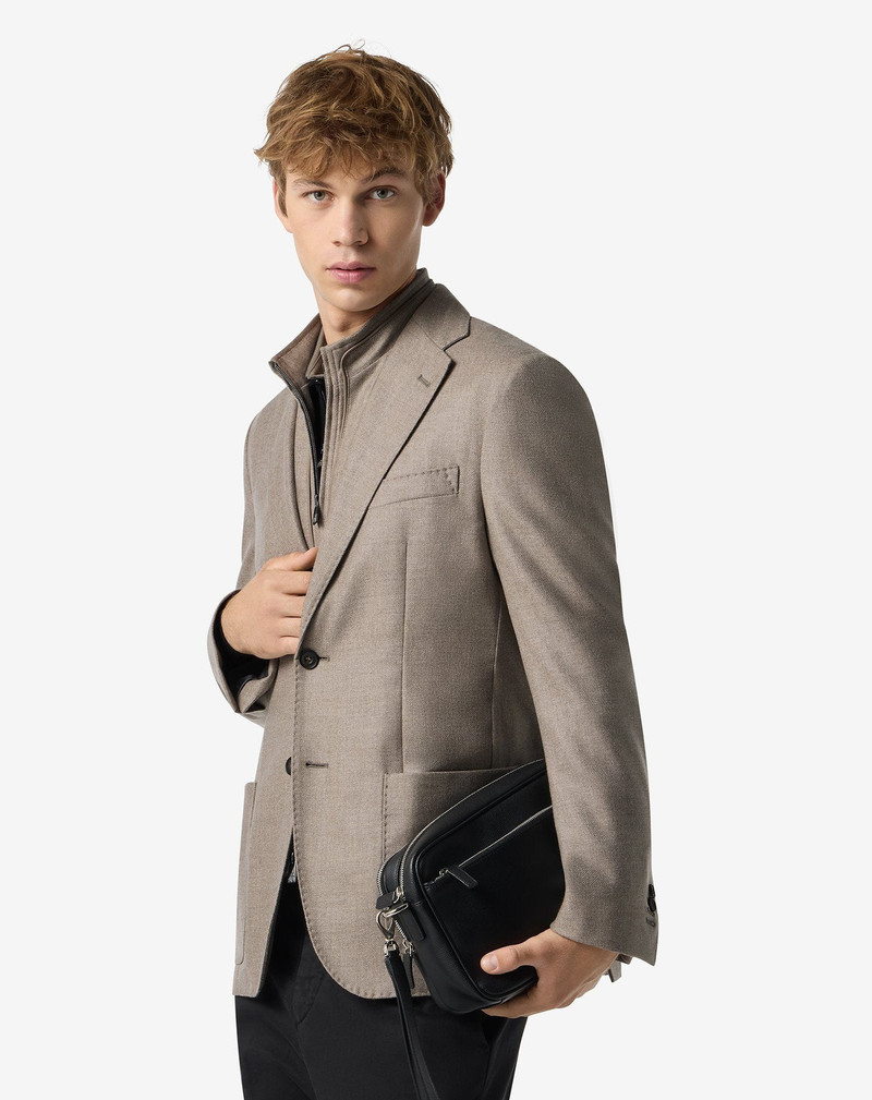 CORNELIANI Beige wool and cashmere jacket with detachable vest outlook