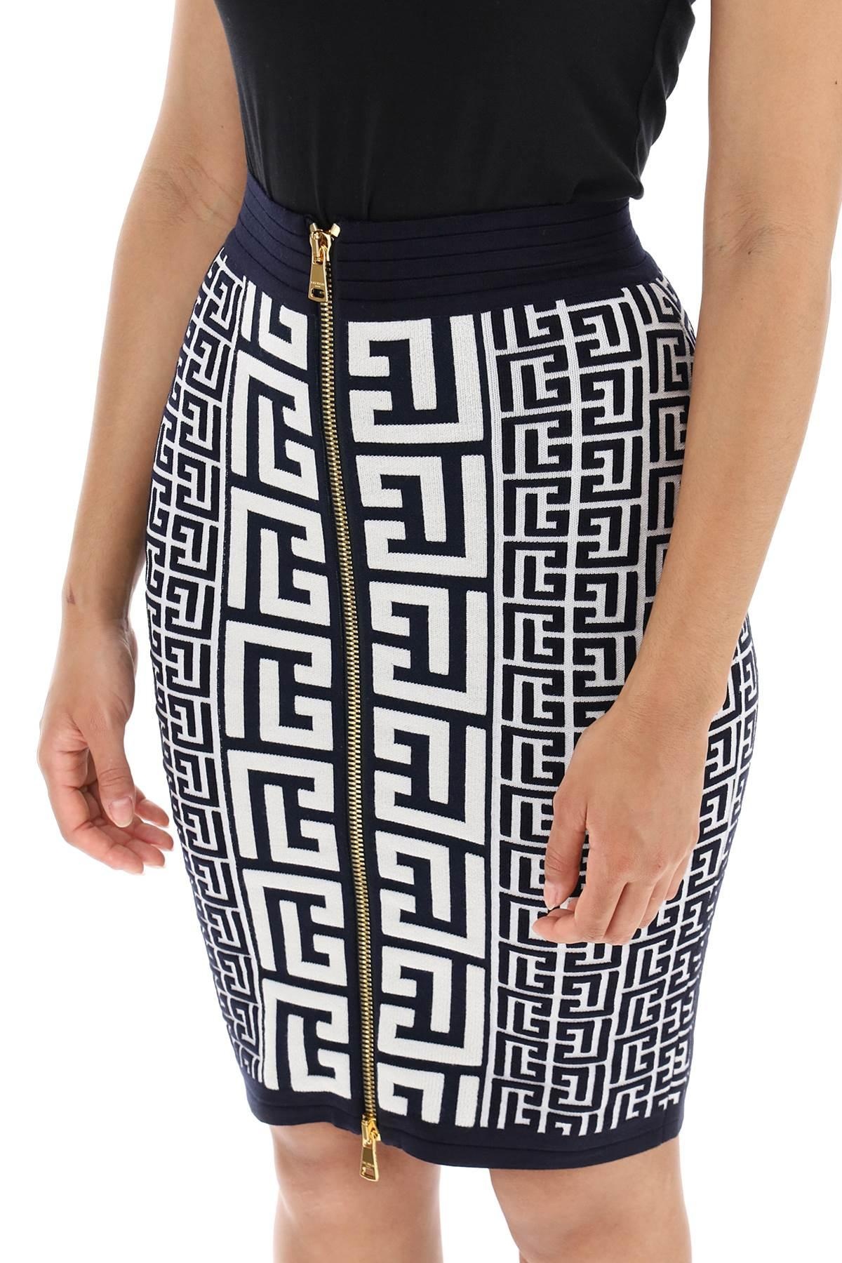 Balmain Pencil Skirt In Monogram Knit - 5