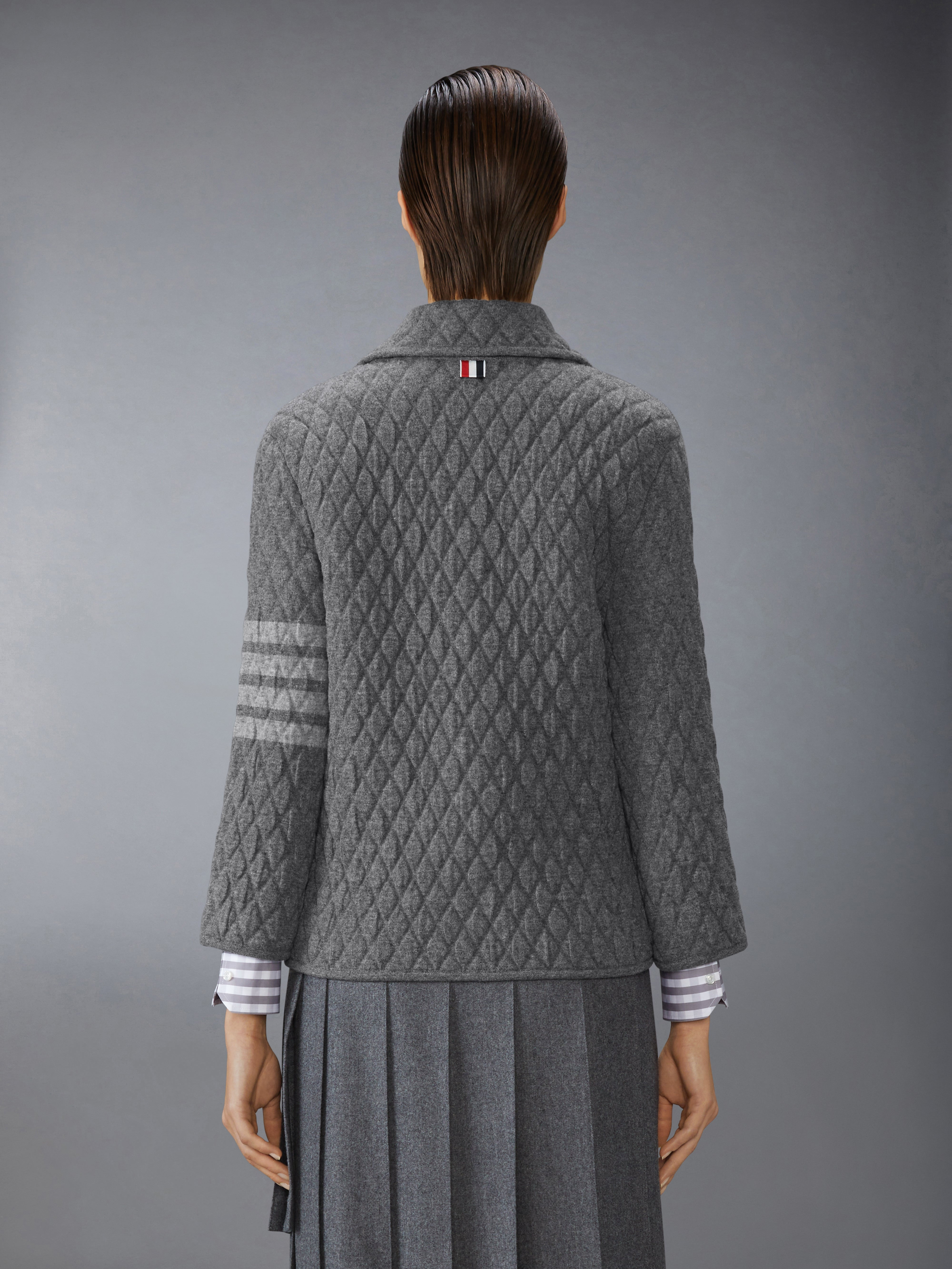 QUILTED KNIT JACQUARD MERINO WOOL 4-BAR WORK JACKET - 3