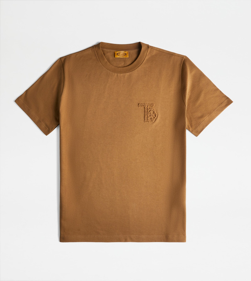 ROUND NECK T-SHIRT - BROWN 1