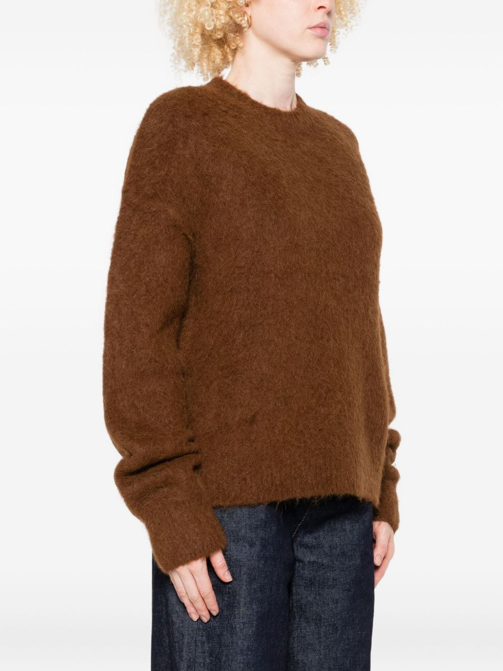 fluffy crew-neck sweater - 3