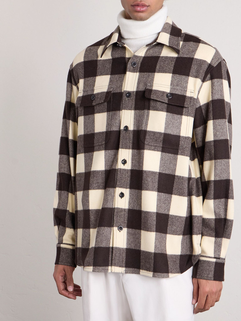 Gable Checked Wool Shirt Brown 3