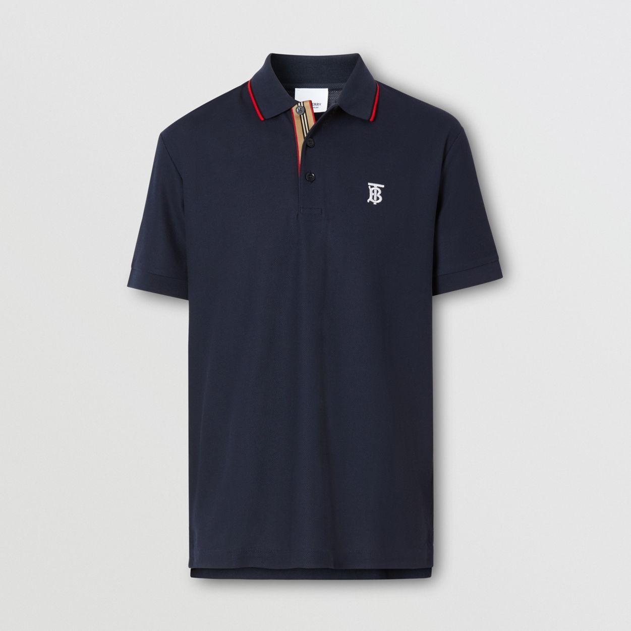 Icon Stripe Placket Cotton Piqué Polo Shirt - 1