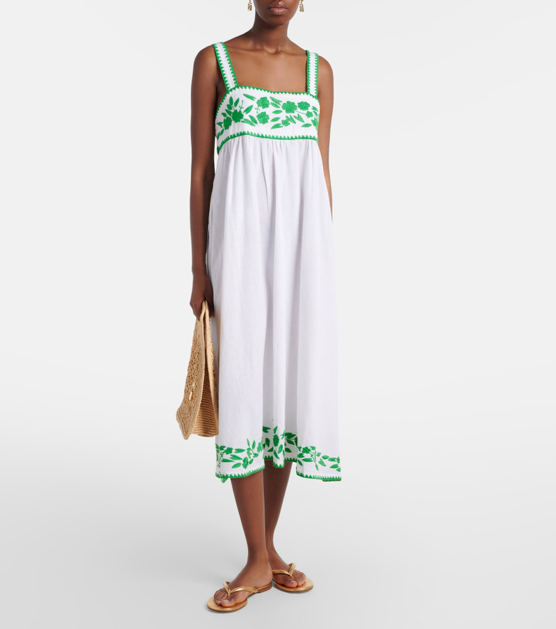 juliet dunn Embroidered cotton and linen midi dress outlook